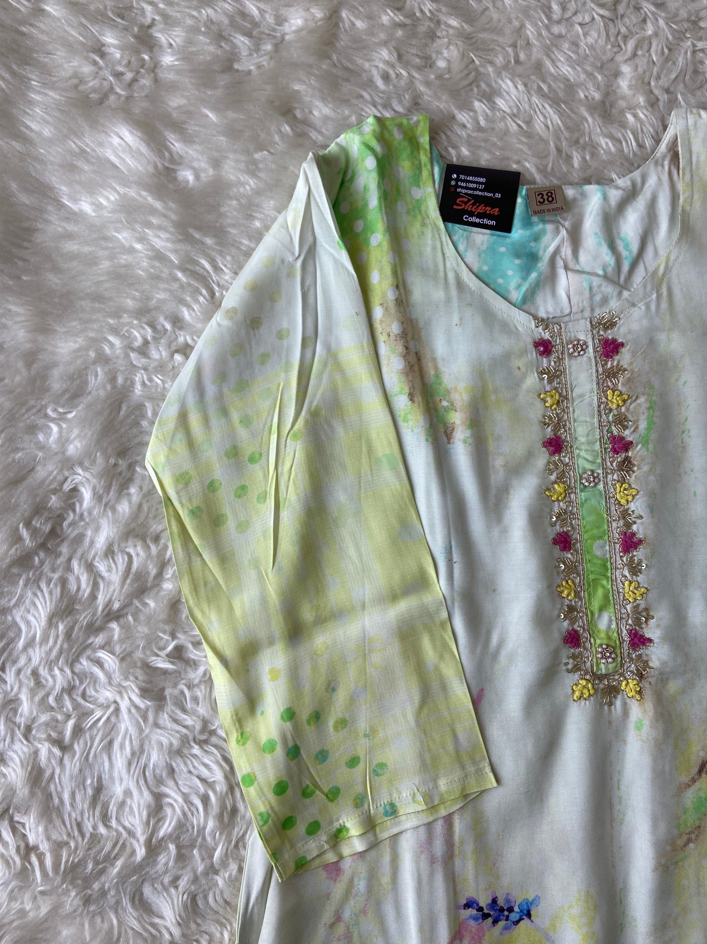 Pure Muslin Silk Kurti Pant Dupatta Set