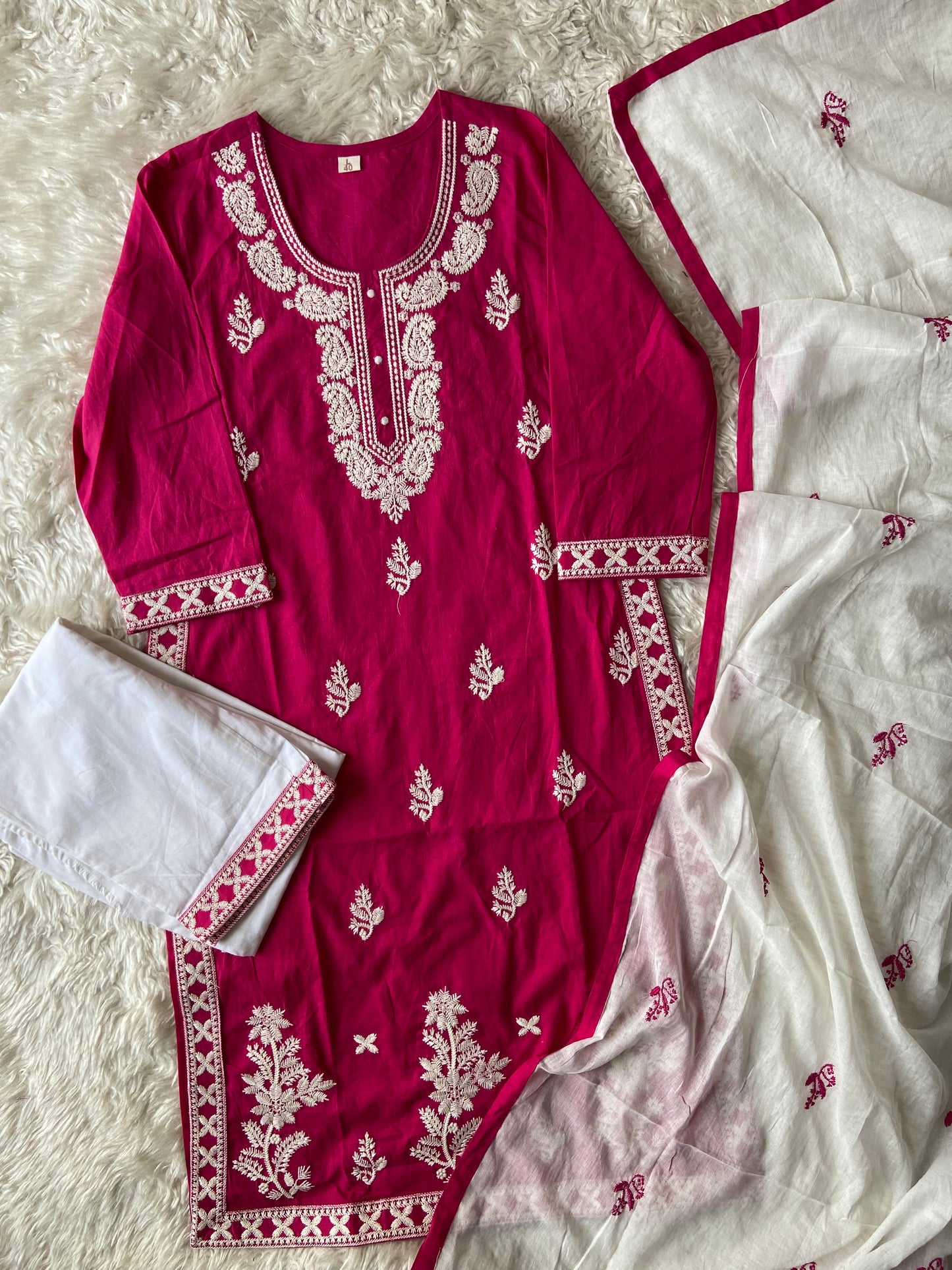 Pure Cotton Kurti Pant Dupatta Set