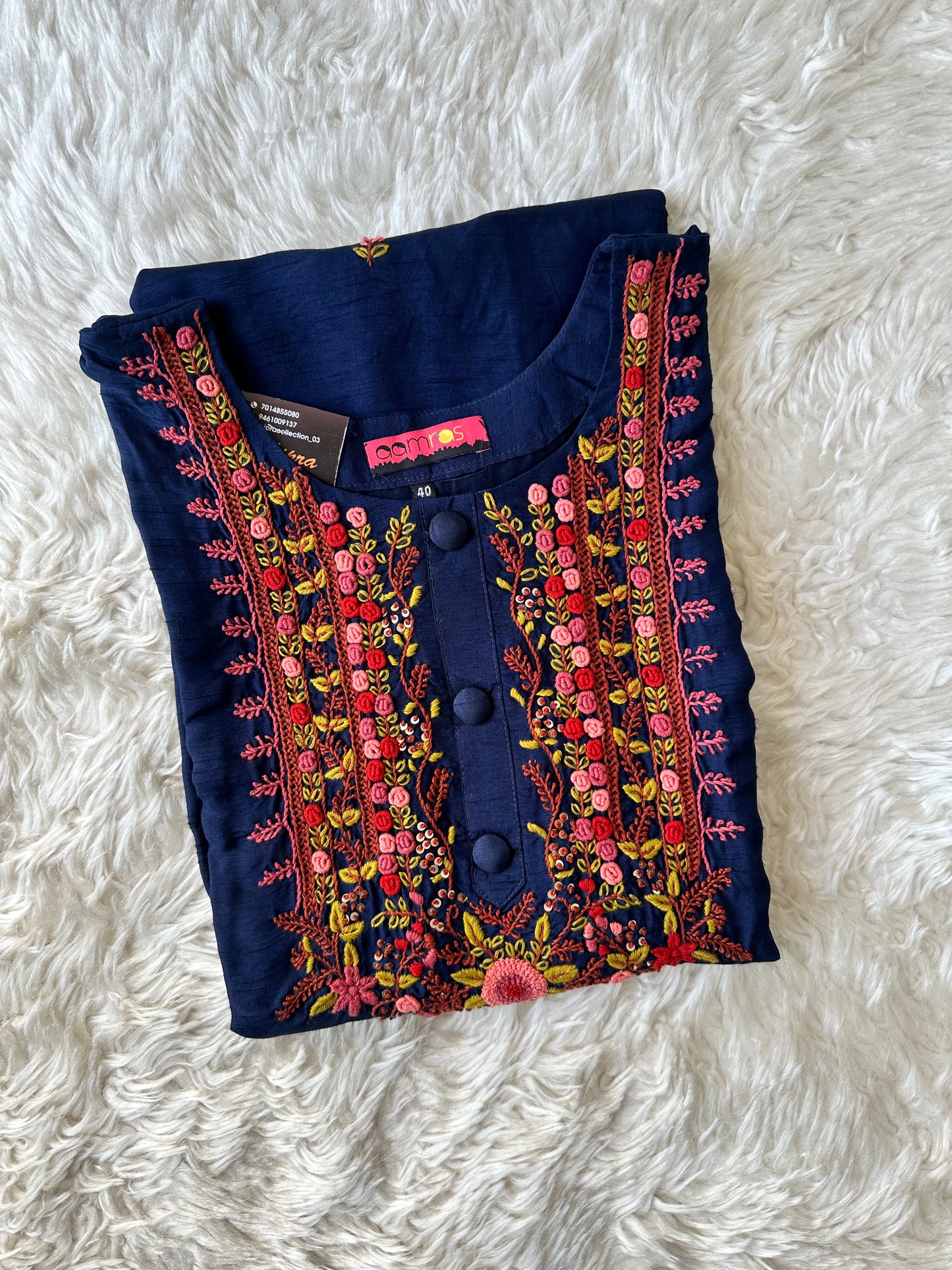 Pure Silk Embroidery Kurti Pant Dupatta Set
