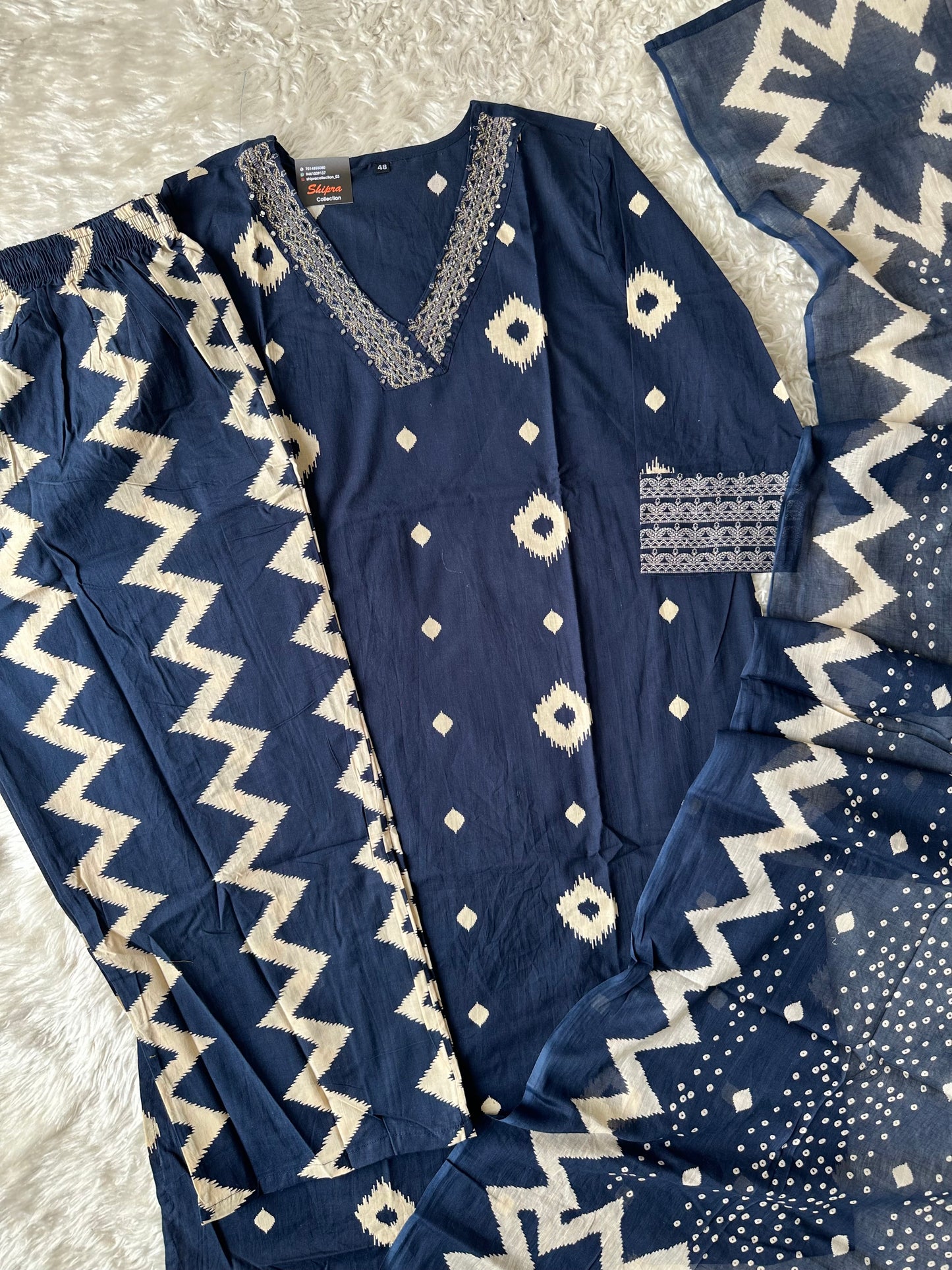Pure Cotton Kurti Pant Dupatta Set
