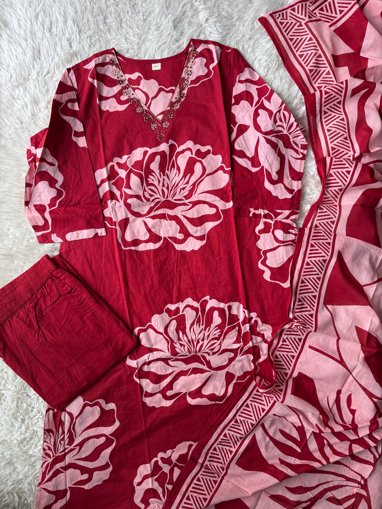 Premium Cotton Kurti Pant Dupatta Set