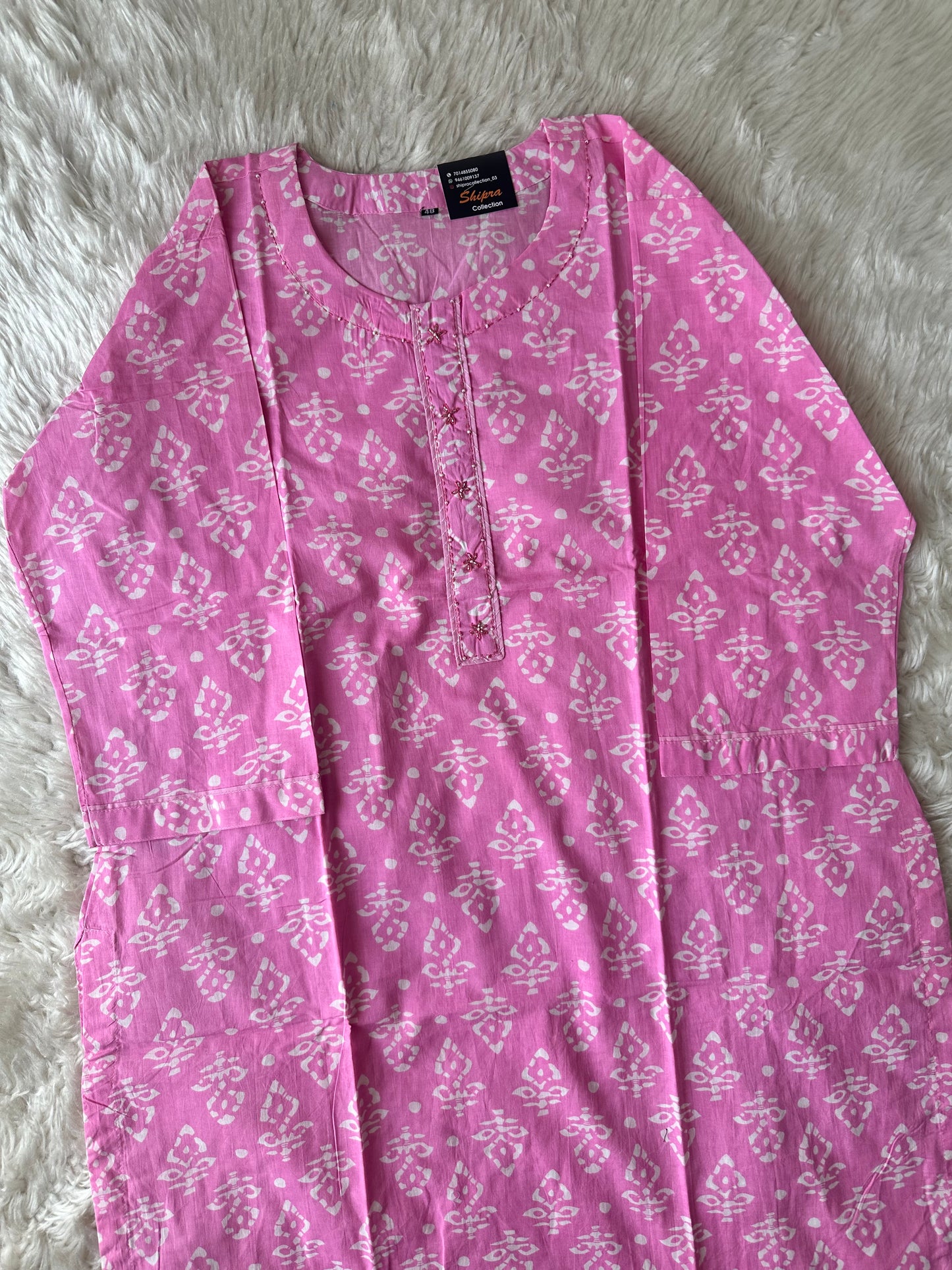 Breathable Cotton Kurti Pant Cotton Dupatta Set
