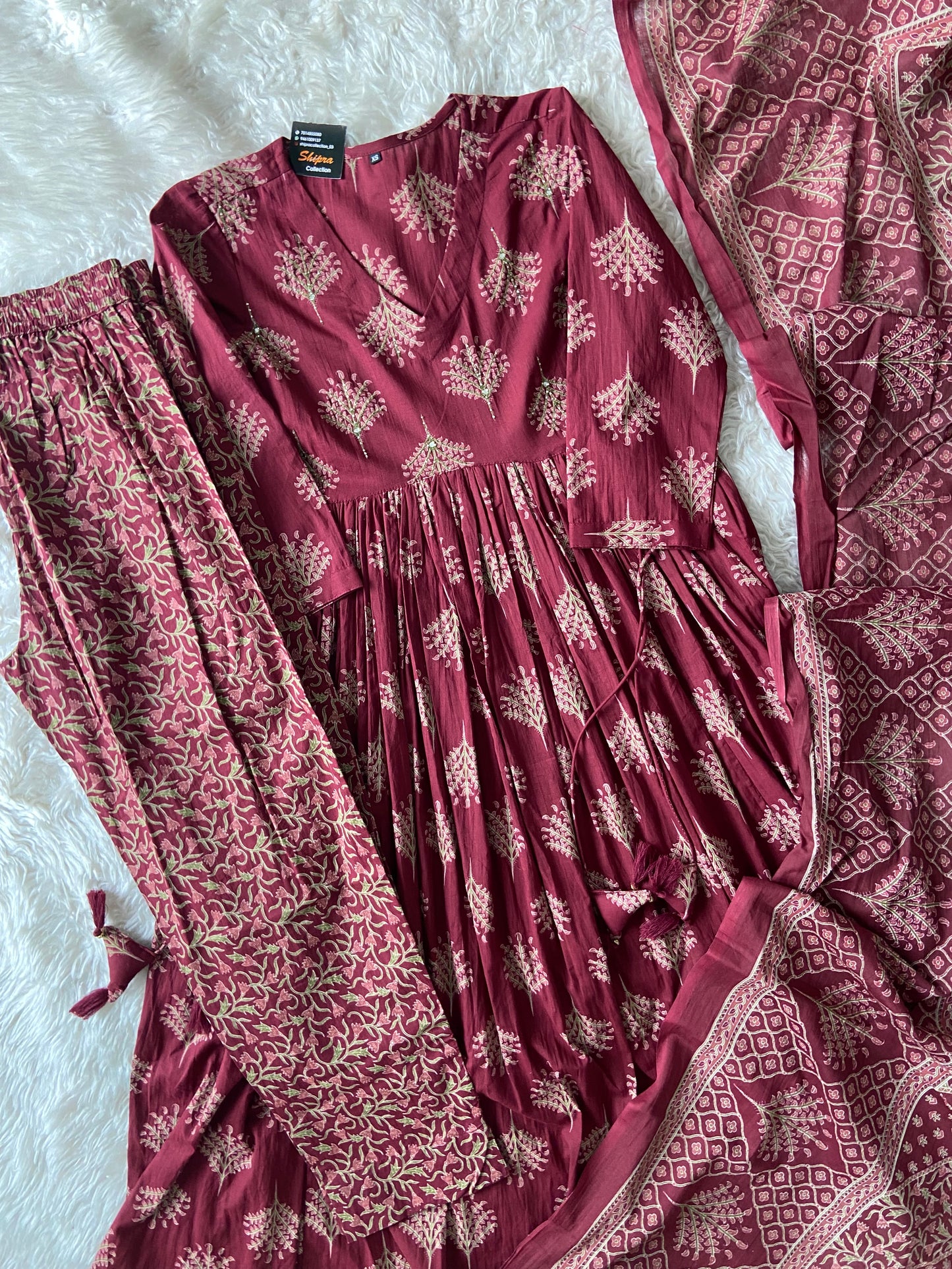 Premium Cotton Full Sleeves Kurti Pant Dupatta Set
