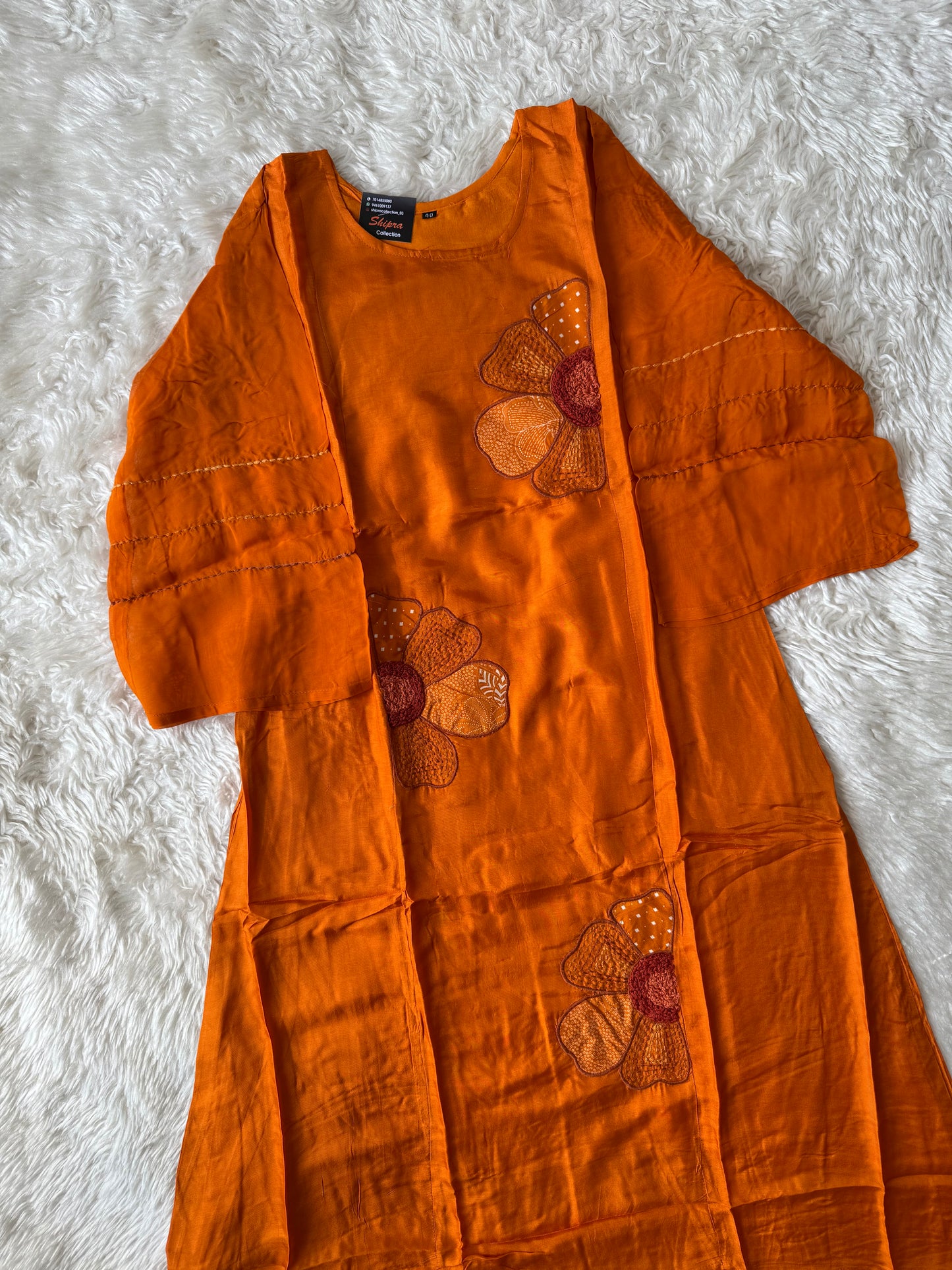 Russian Silk Kurti Pant Dupatta Set