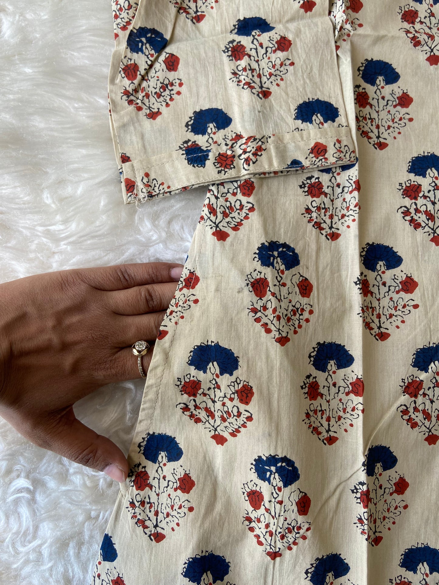 Premium Cotton blockprint A-line Kurti with pocket