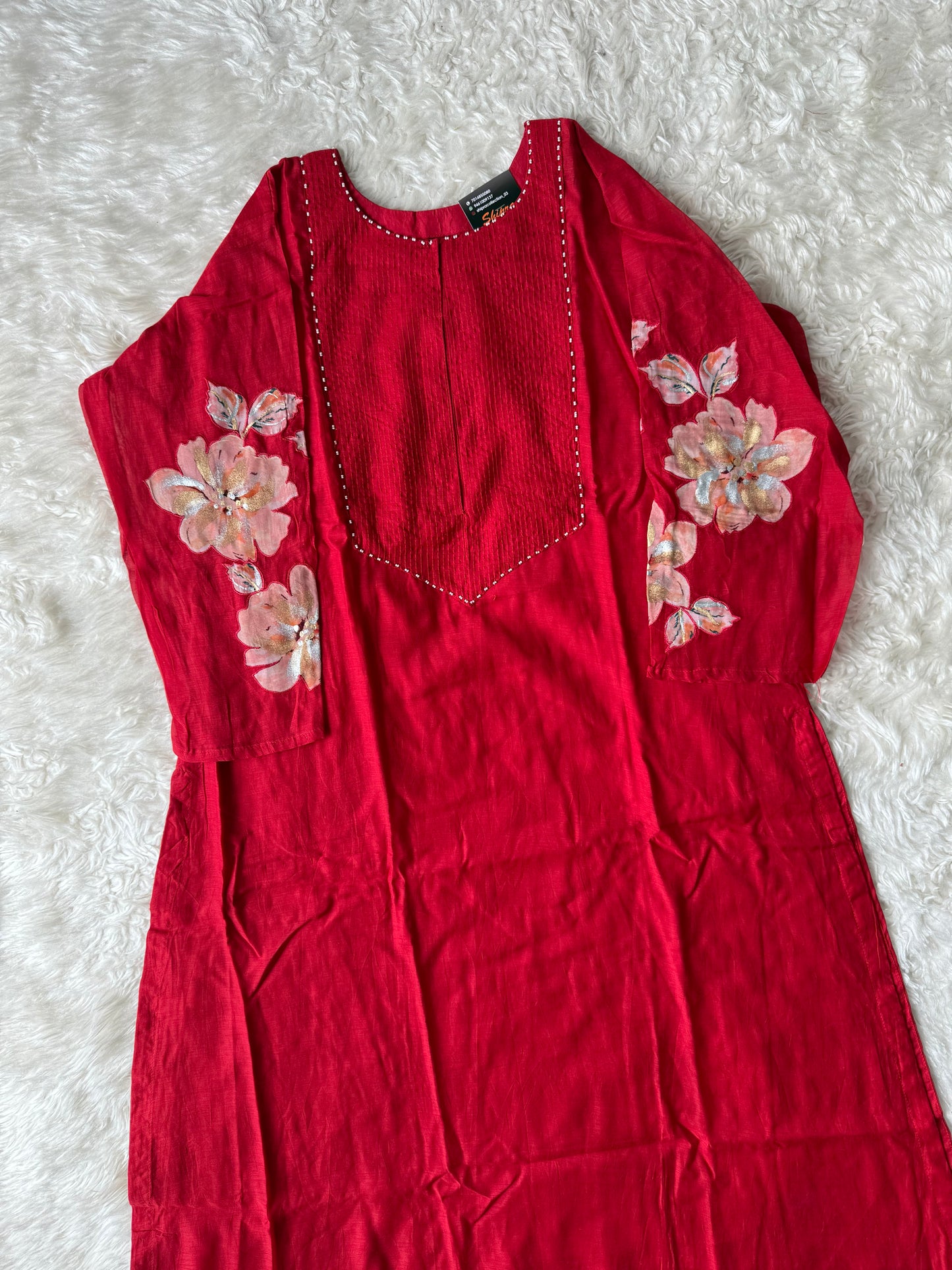 Plus Size Mul Chanderi Kurti Pant Dupatta Set