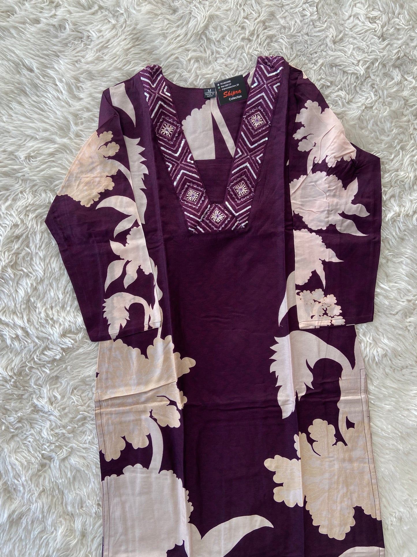 Russian Silk Kurti Pant Dupatta Set