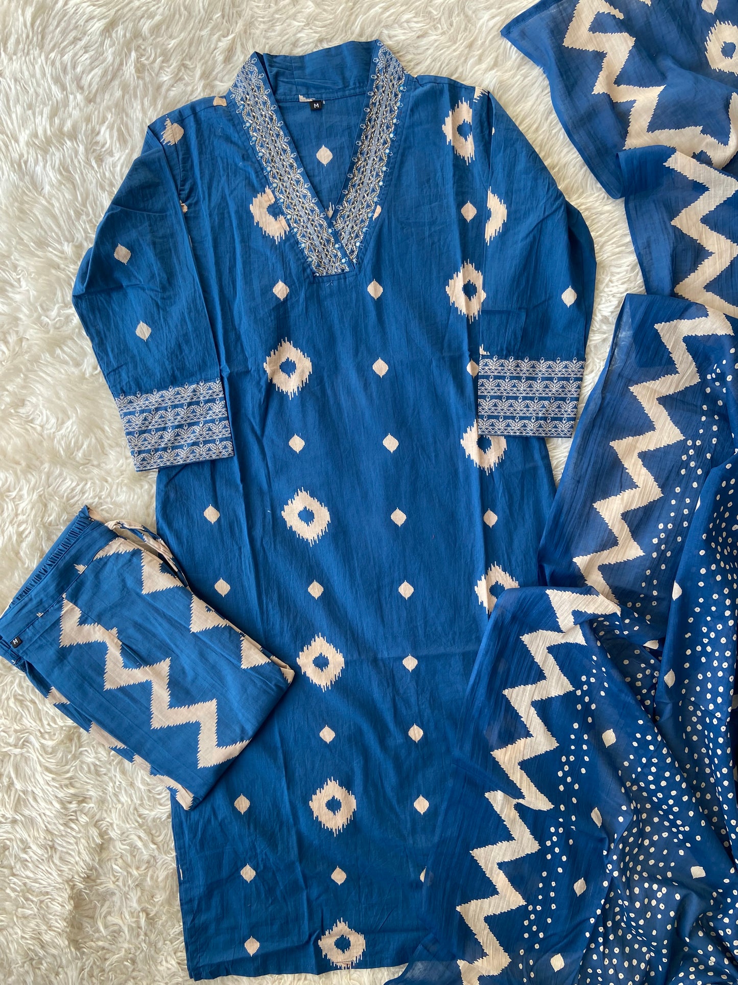 Pure Cotton Kurti Pant Dupatta Set