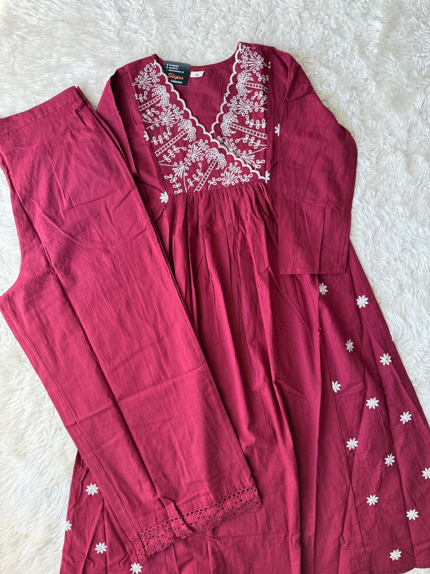 Khadi Cotton Kurti Plazo Set