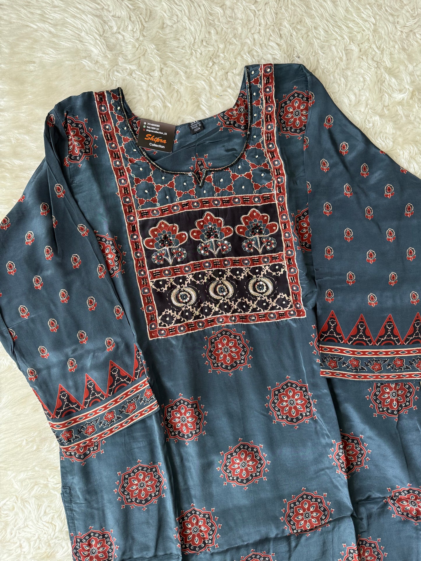 Crepe Silk Kurti Pant Dupatta Set