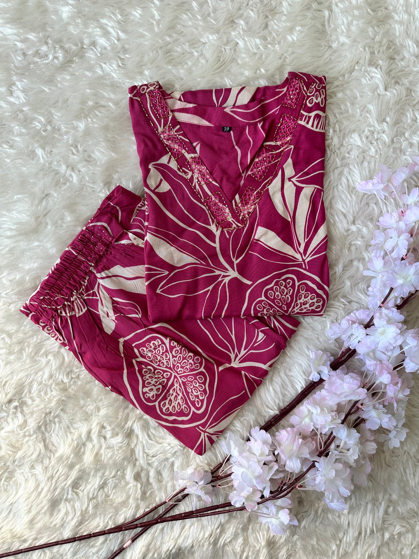 Crepe Silk Kurti Pant Set