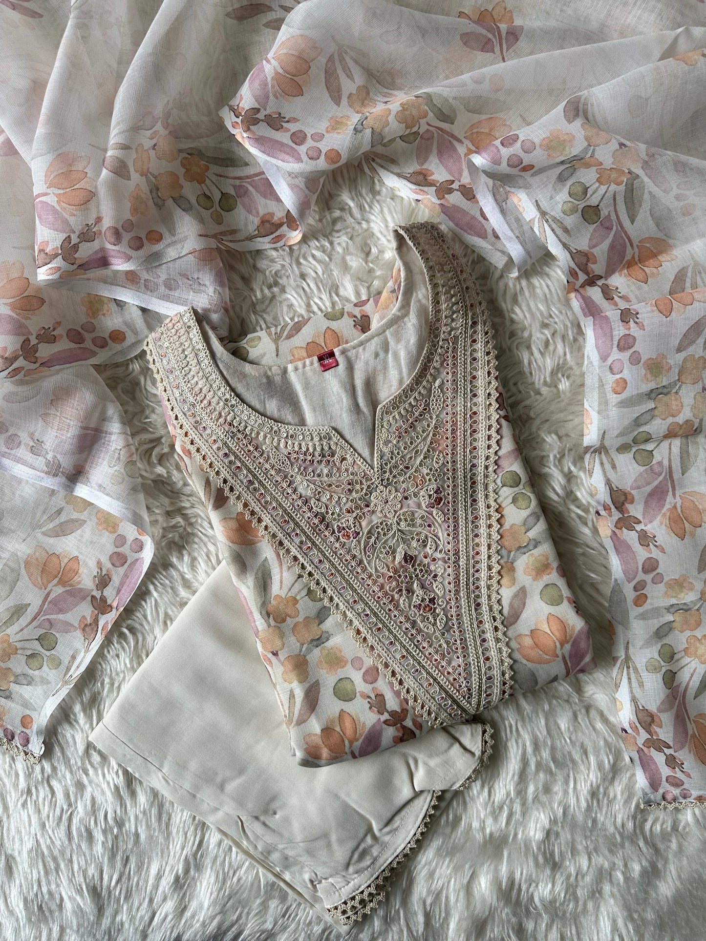 Linen Kurti Pant Dupatta Set