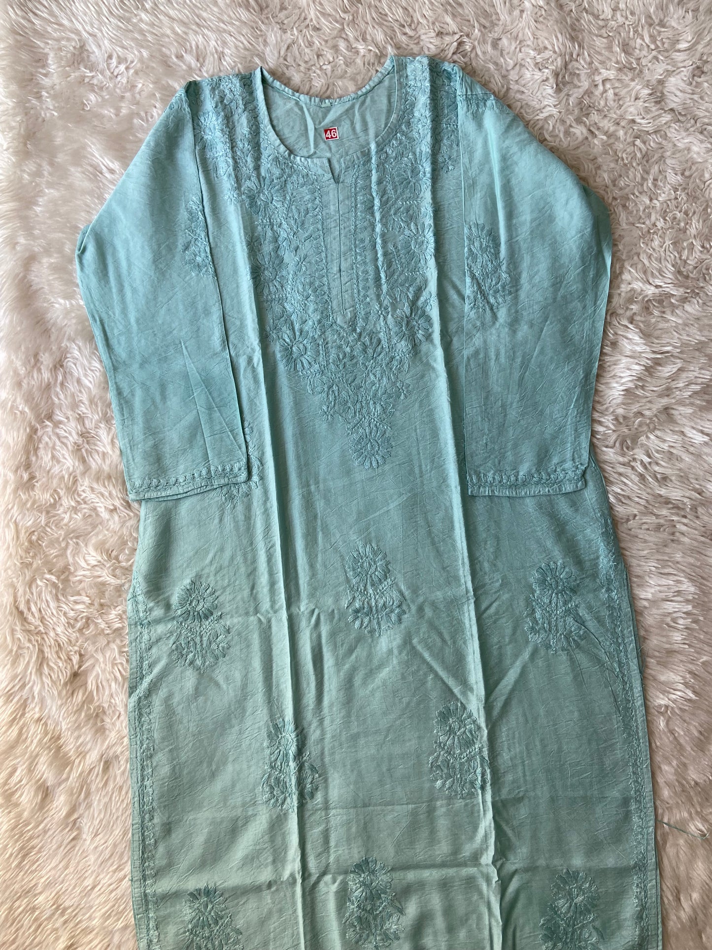 Muslin Silk Chikankari kurti