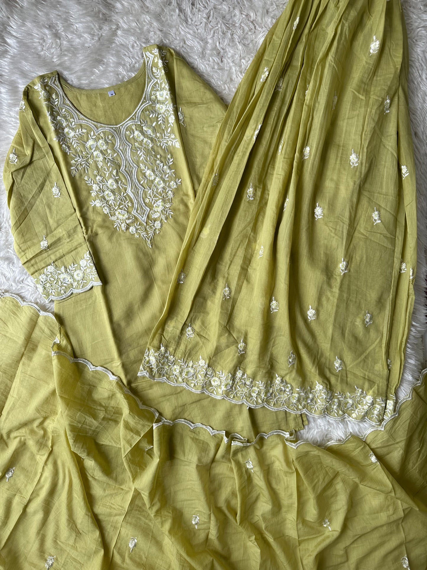 Mul Cotton Kurti Sharara Dupatta Set