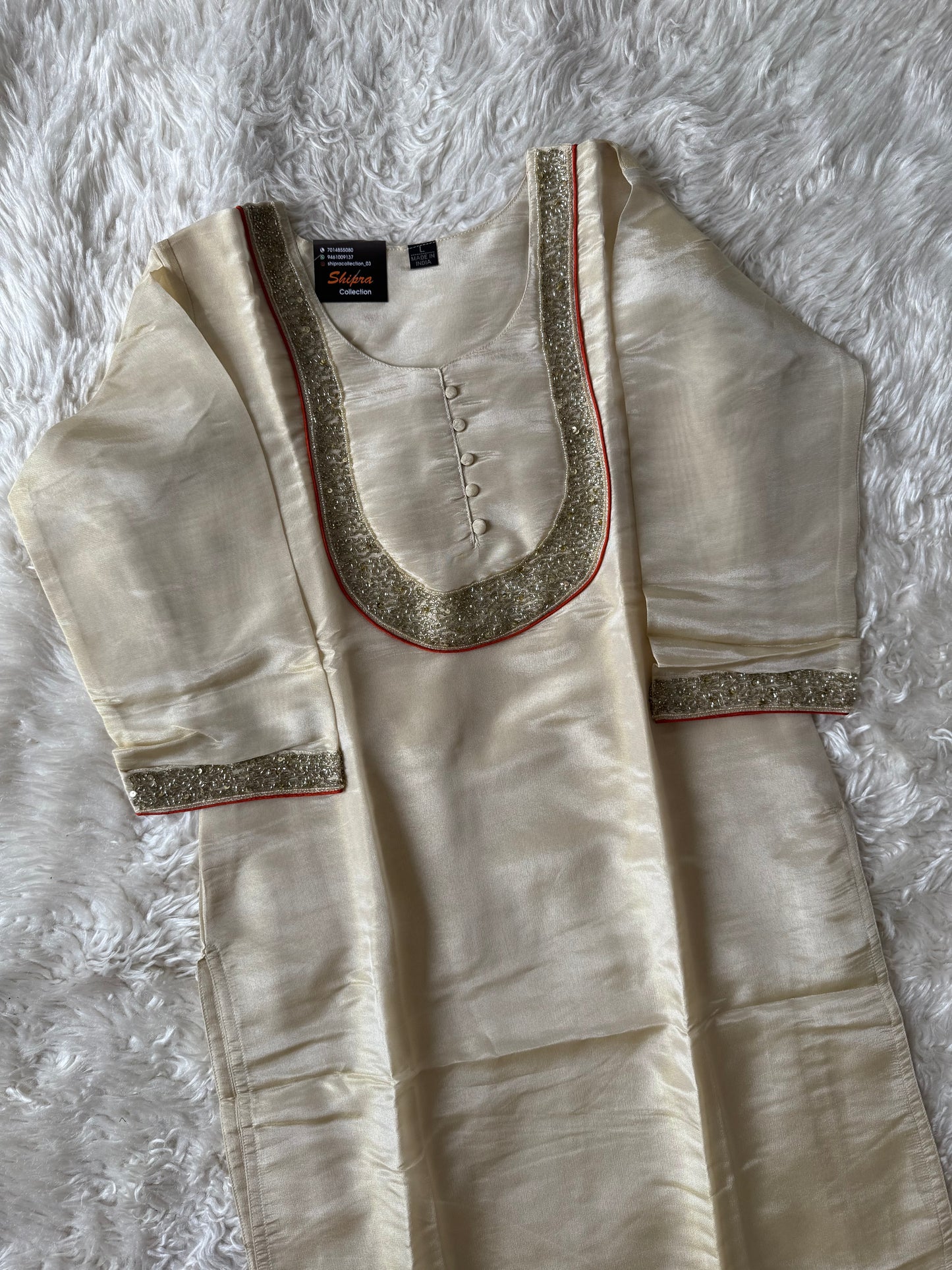 Tissue Shimmer Kurti Pant Dupatta Set