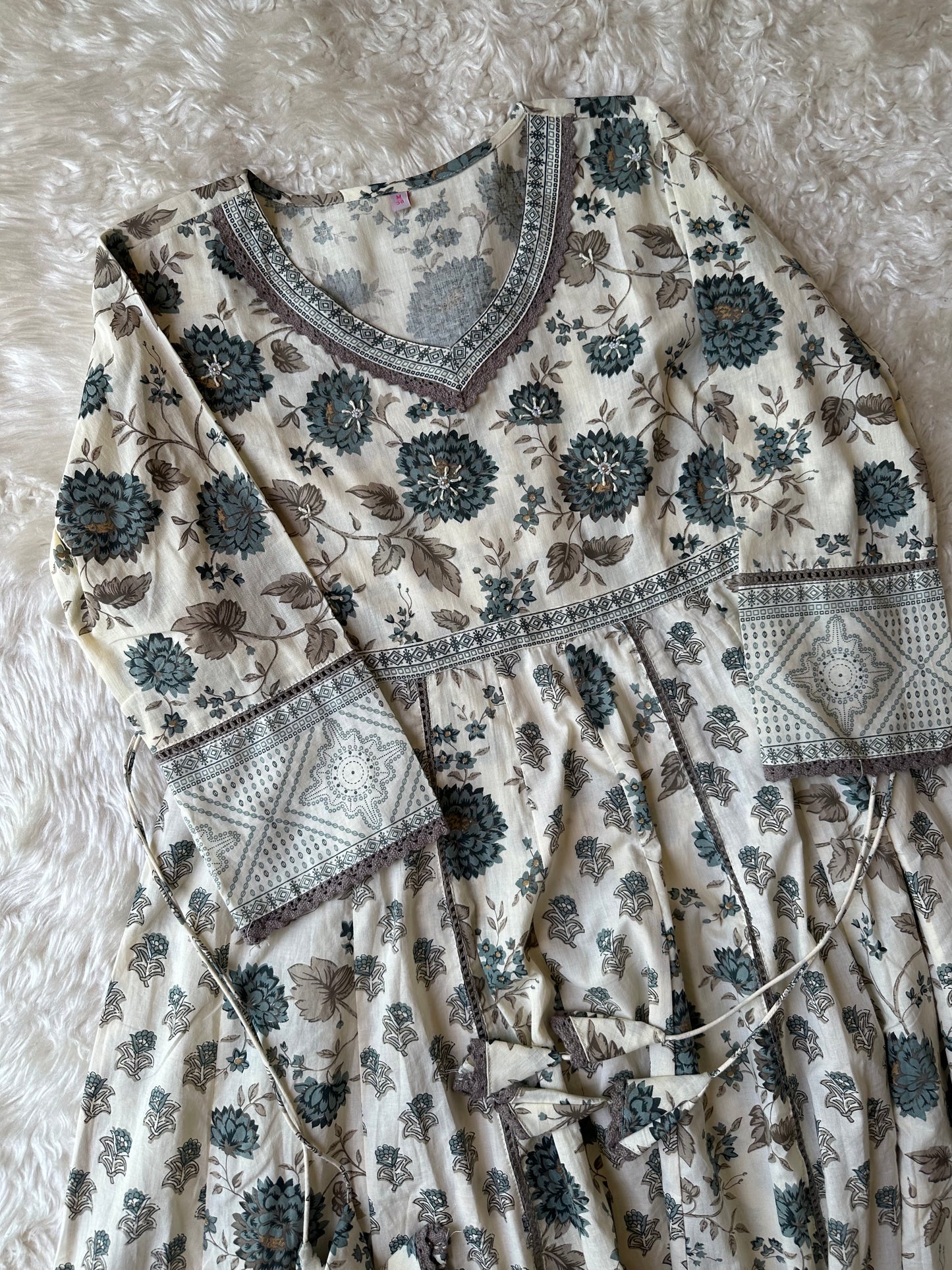 Premium Cotton ANARKALI Kurti Pant Dupatta Set