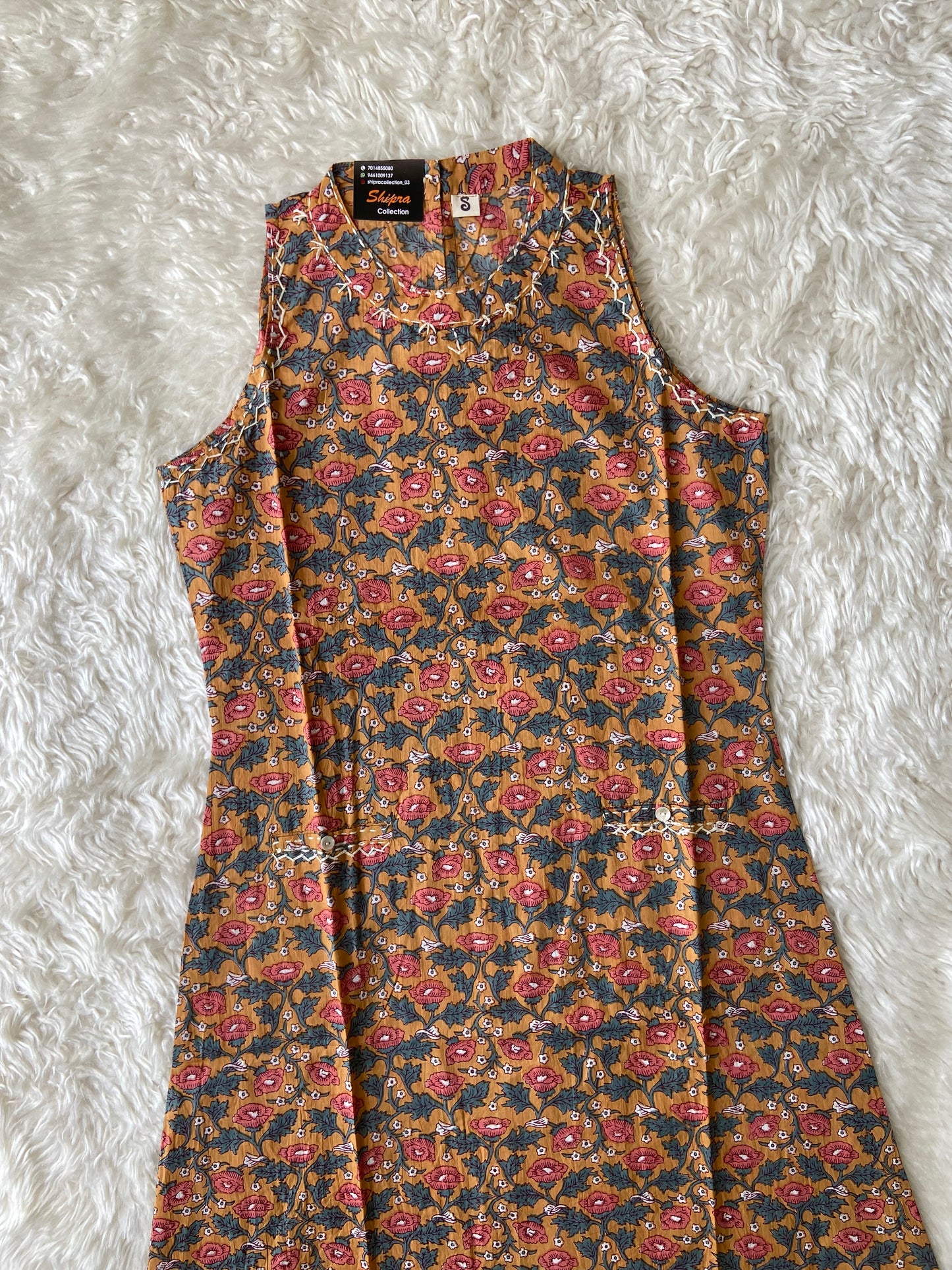 Pure Cotton Sleeveless Kurti Pant Set