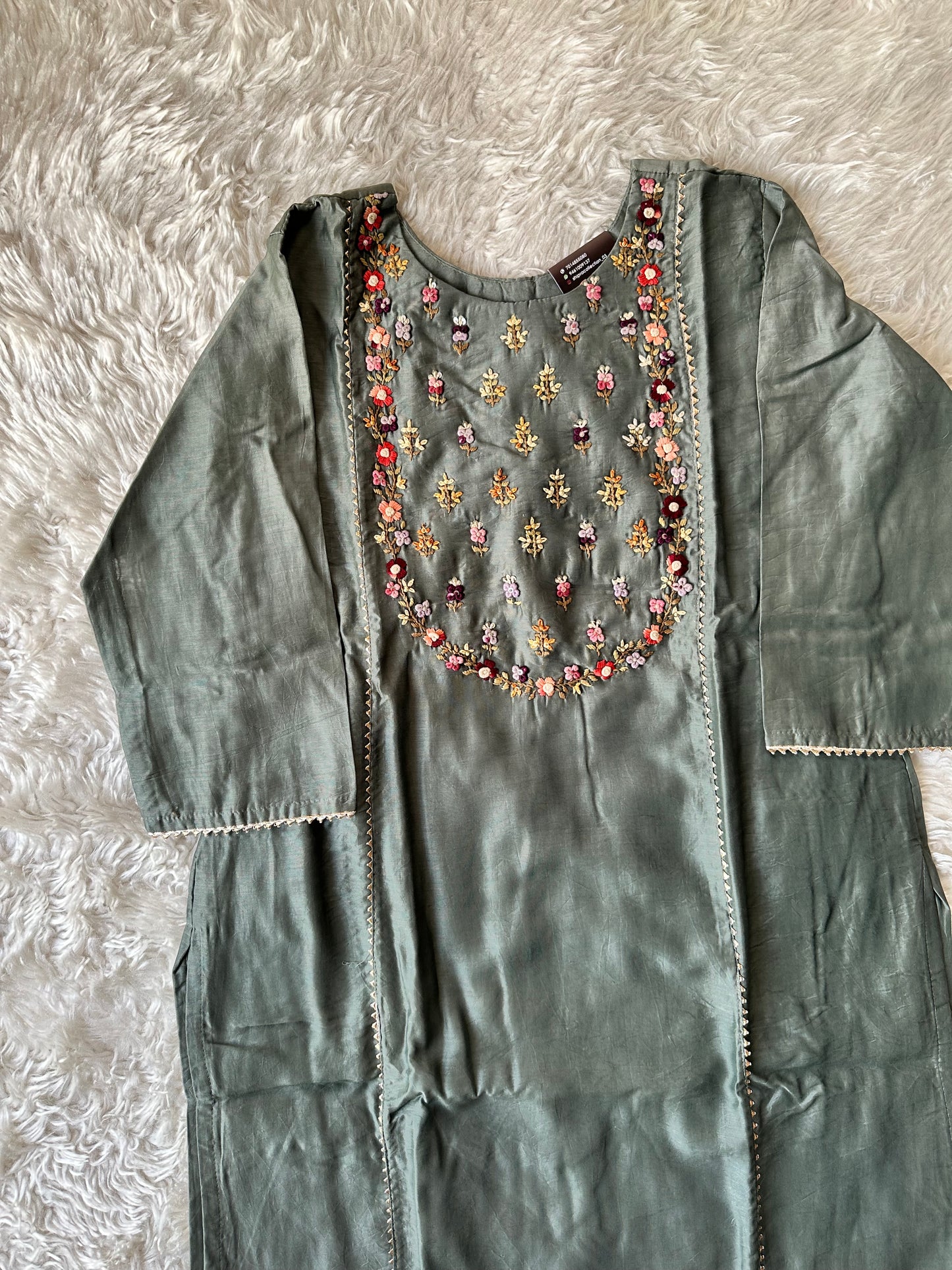Chanderi Silk Kurti Pant Dupatta Set