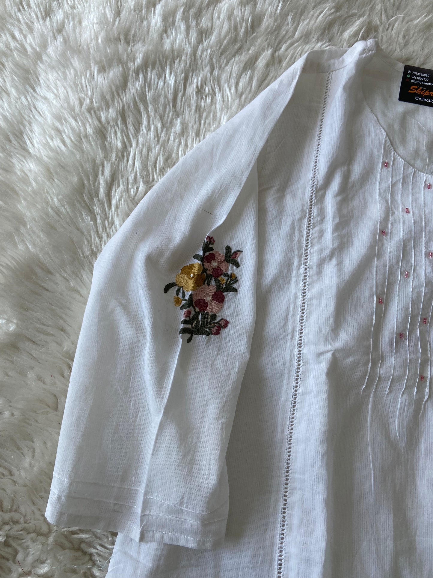 Premium Cotton Thread Work Kurti Pant Dupatta Set