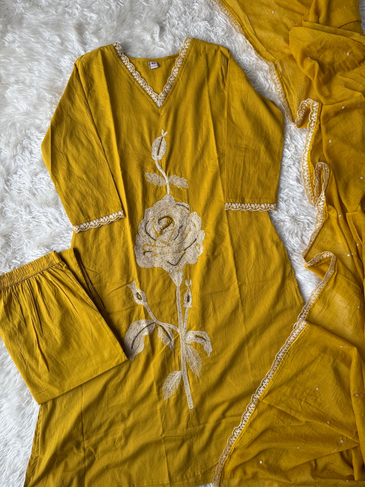 Premium Cotton Kurti Pant Dupatta Set