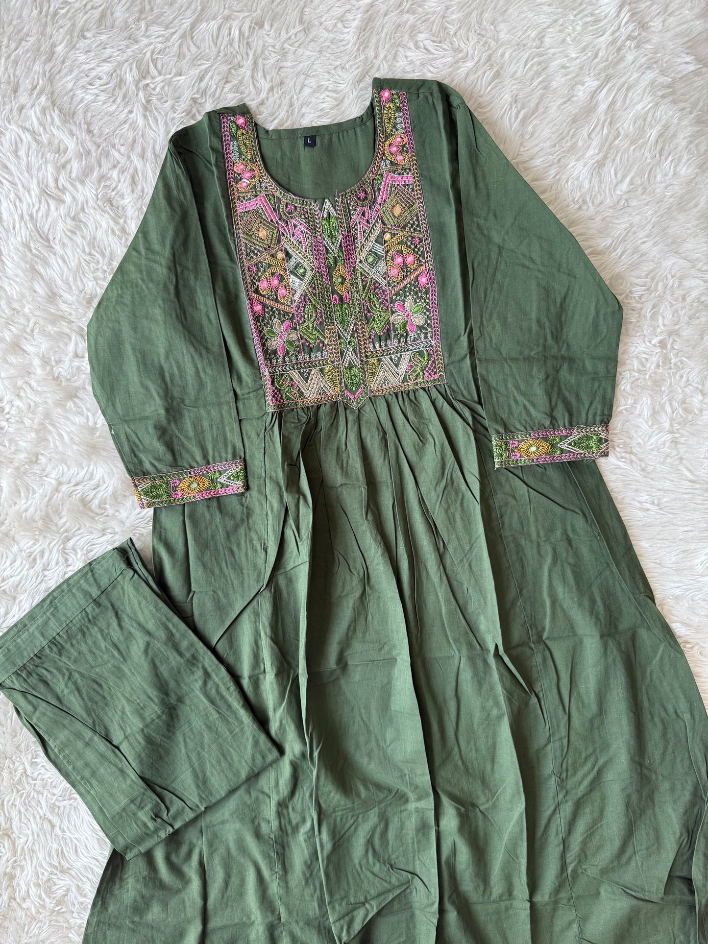 Cotton Flare Kurti Pant Set