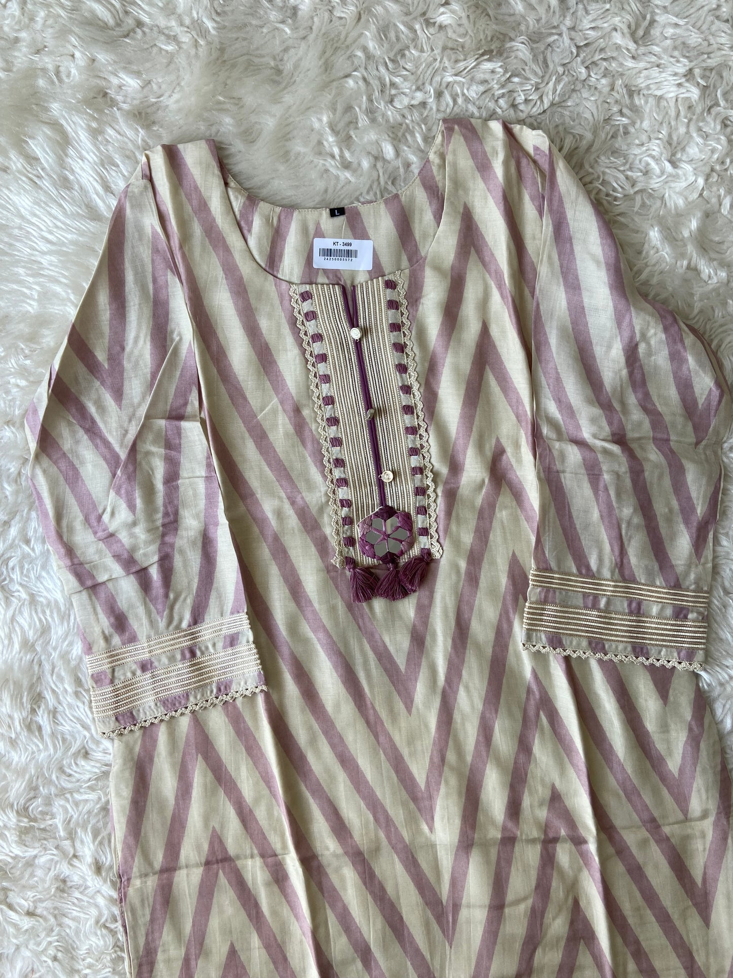 Mul Silk Kurti Pant Plazo Dupatta Set