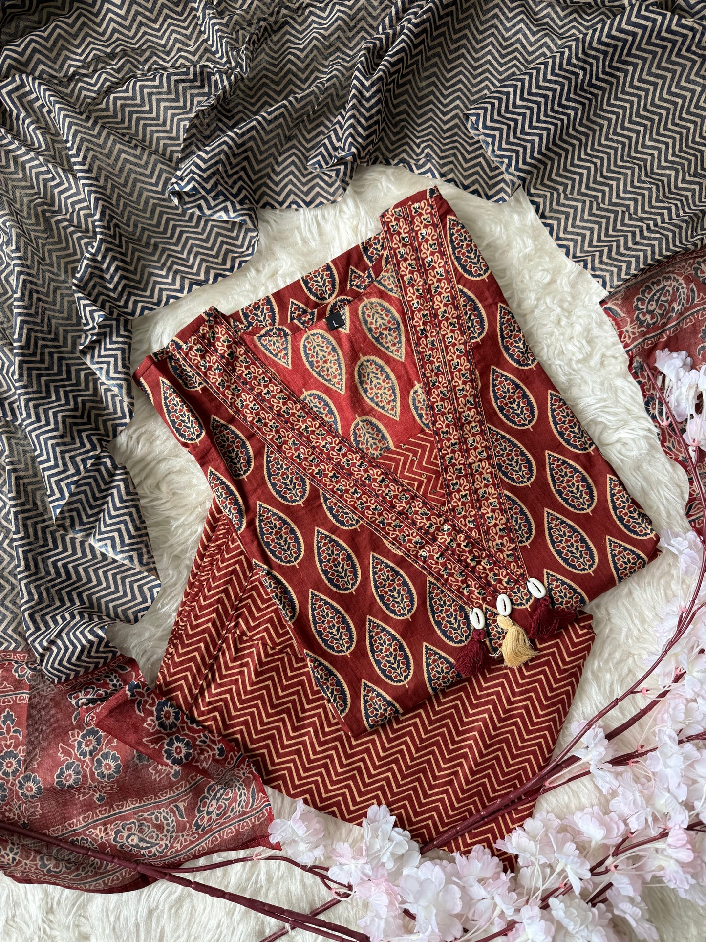 Pure Cotton Kurti Pant Dupatta Set