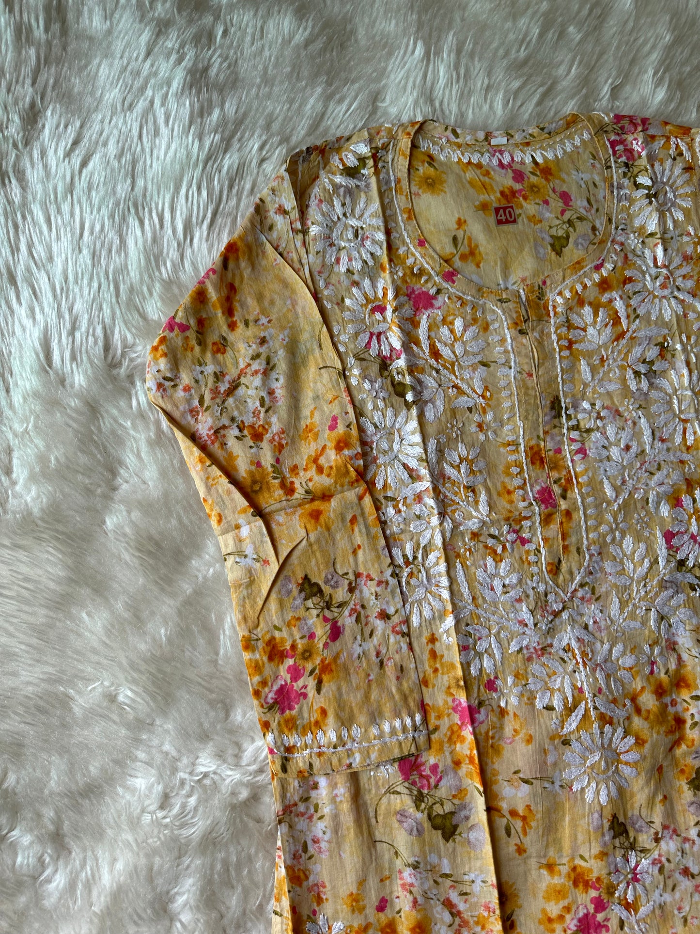 Mul Cotton Chikankari kurti