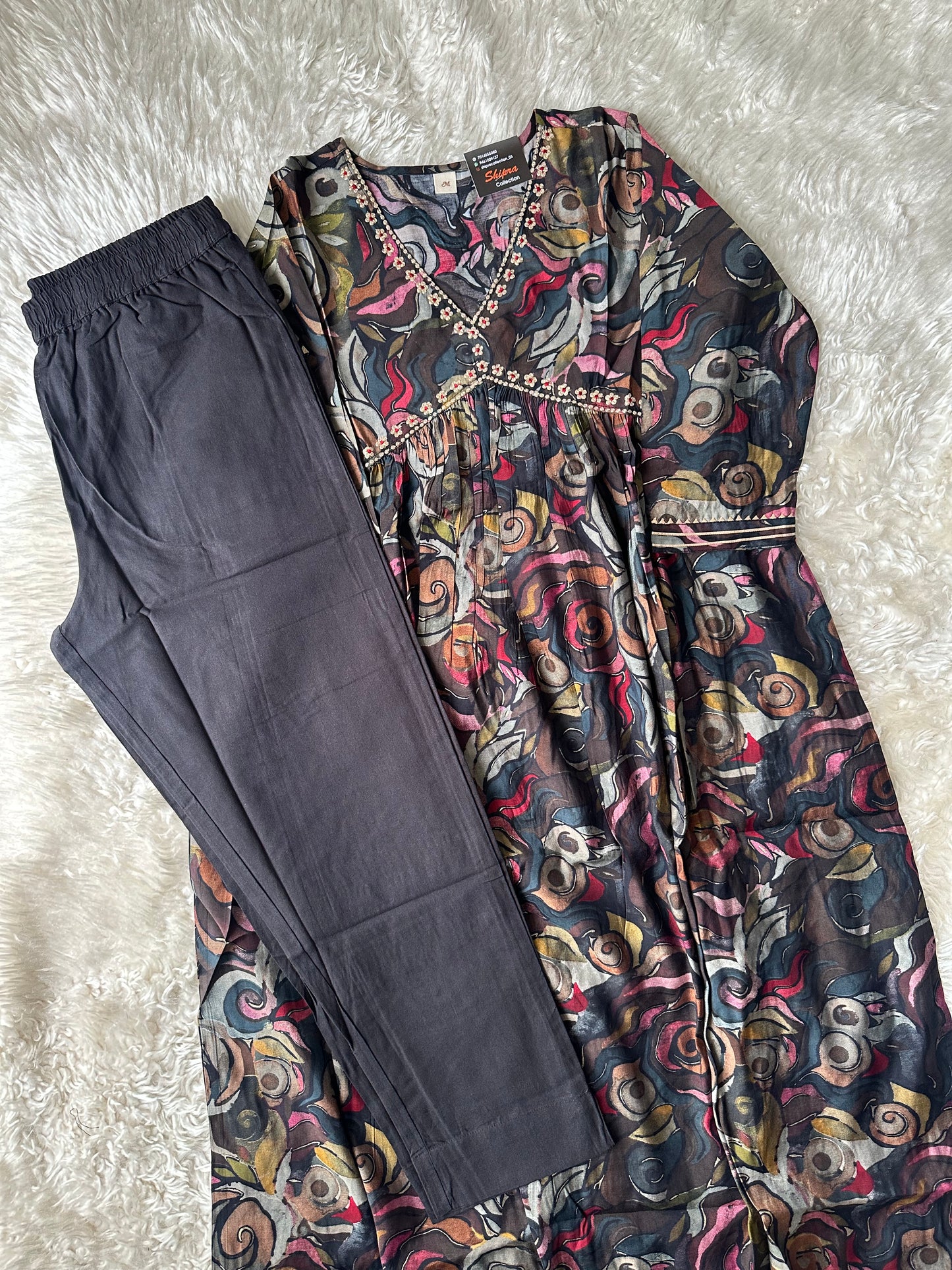 Pure Muslin Silk Alia Kurti Pant Set