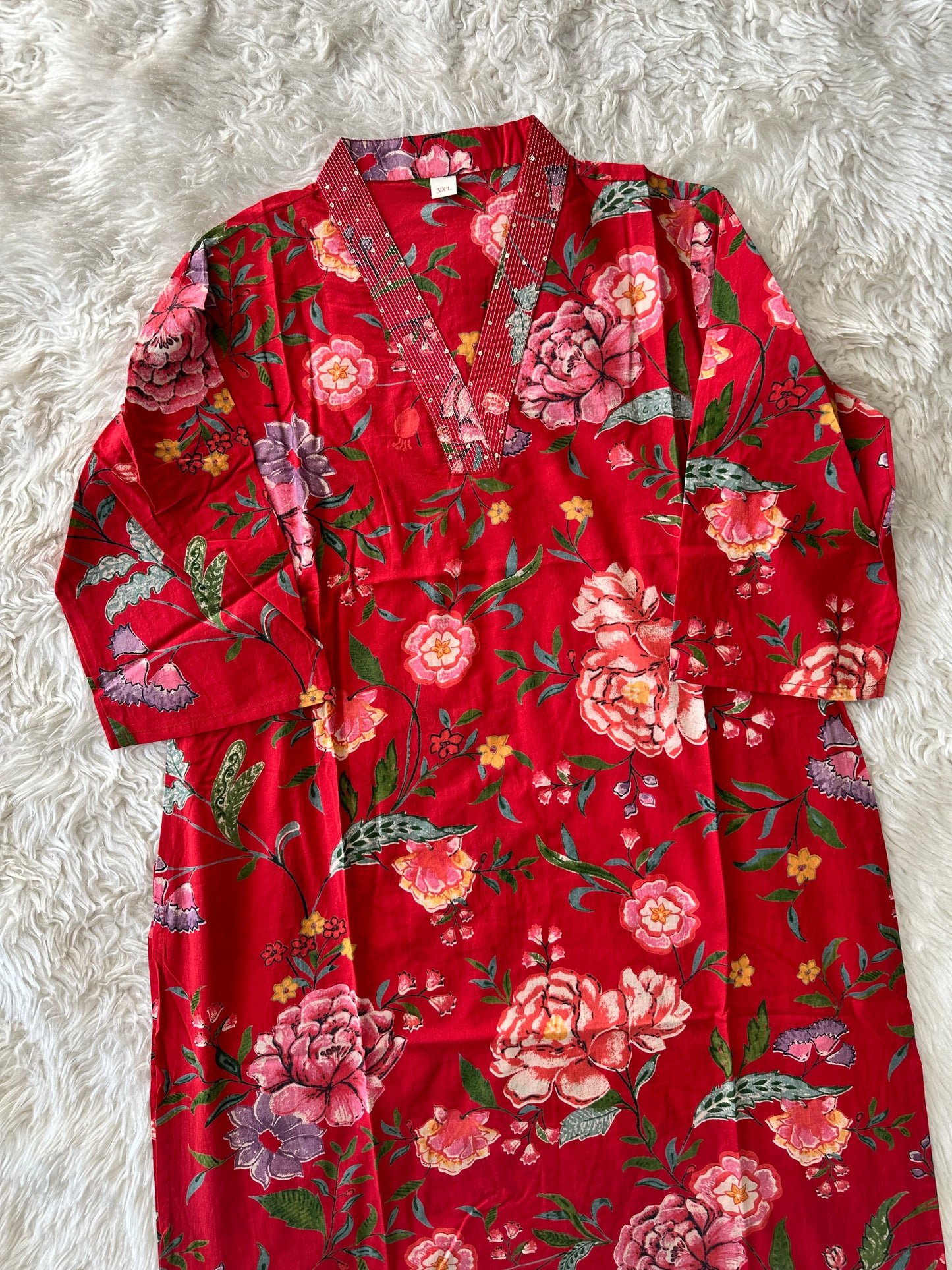 Premium Cotton V- Neck Kurti