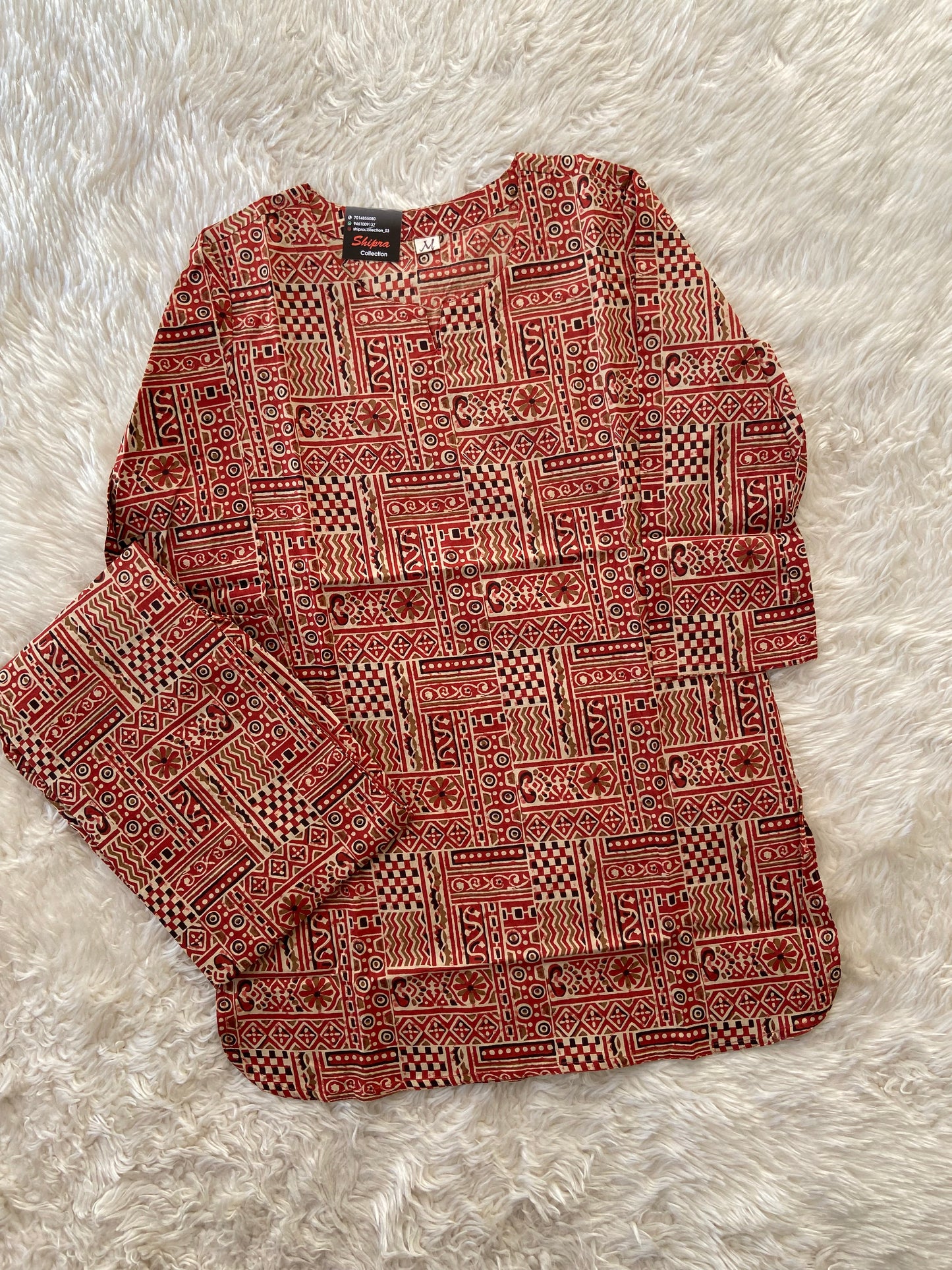 Plus Size Kalamkari Print Lounge Wear
