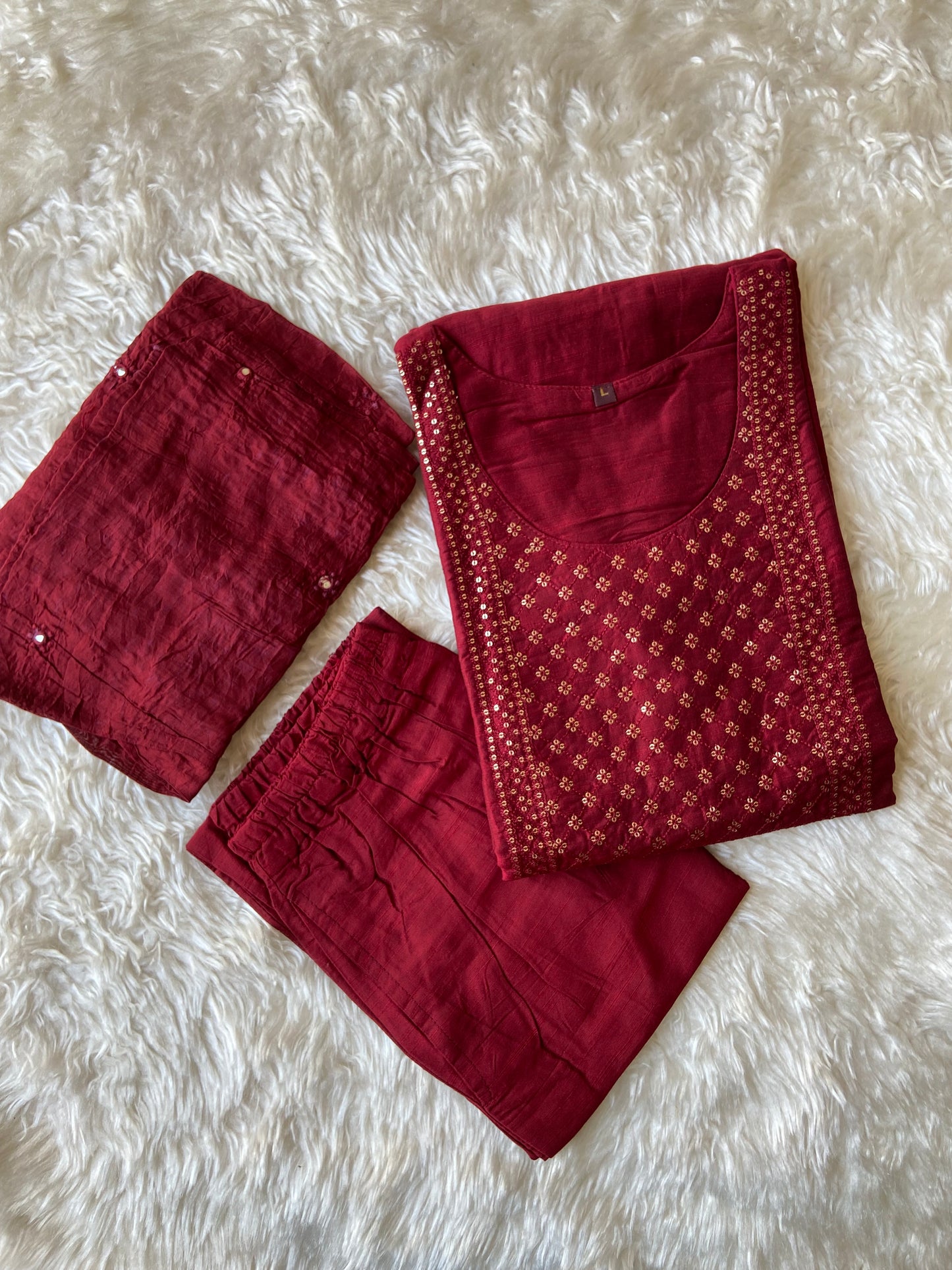 Steal Deal 🚨 Raw Silk Kurti Pant Dupatta Set