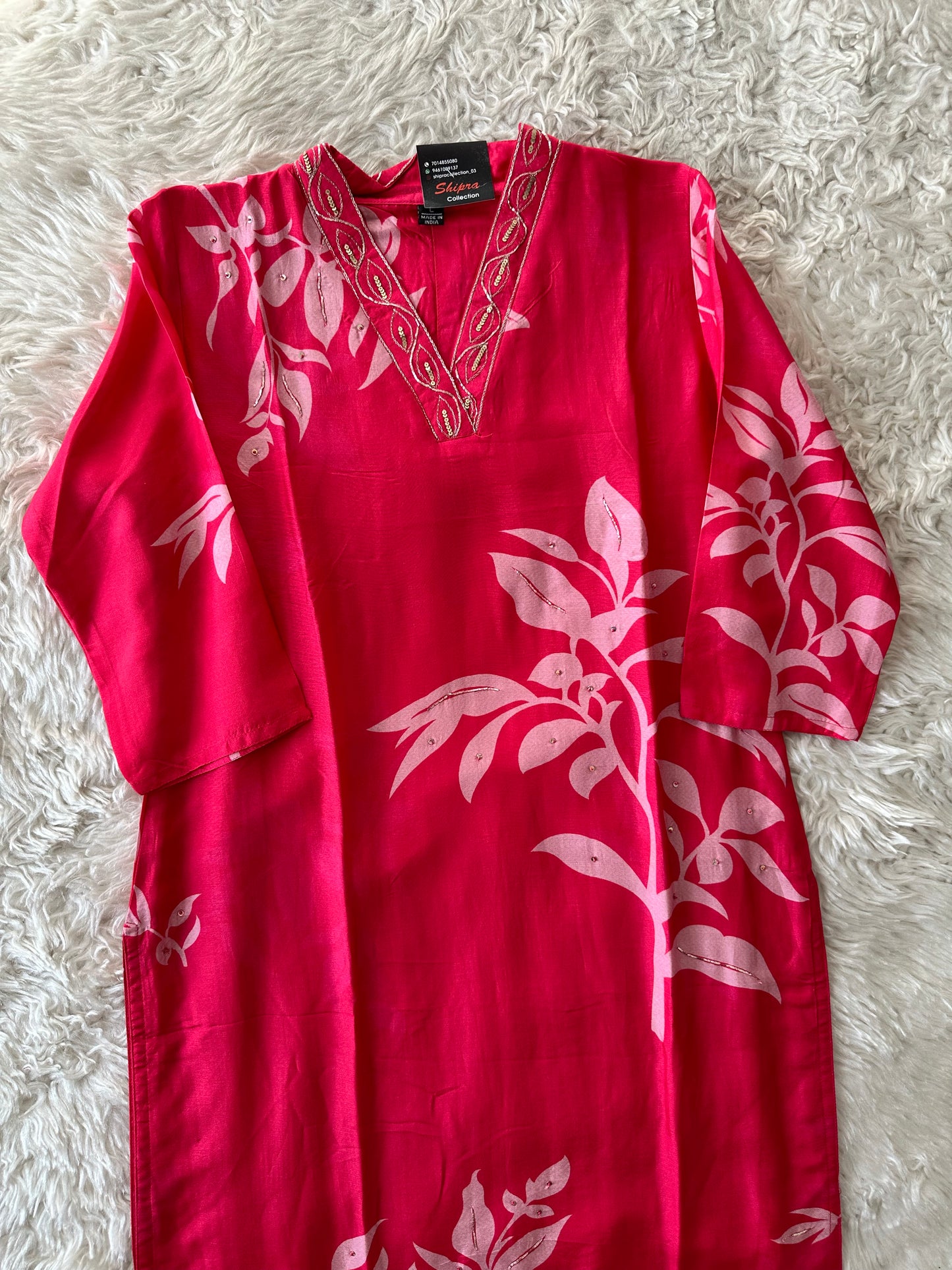 Russian Silk Kurti Pant Dupatta Set