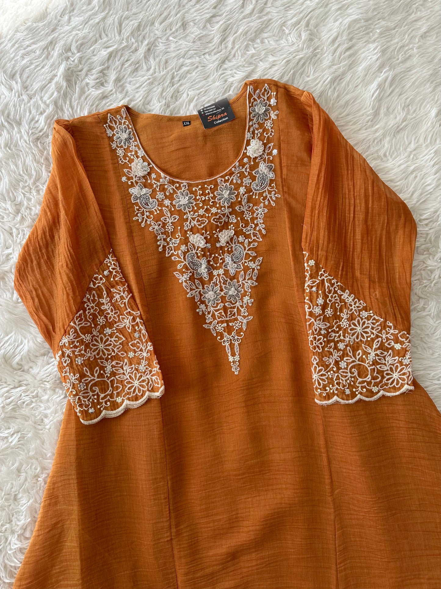 Mul Chanderi Kurti Pant Dupatta Set
