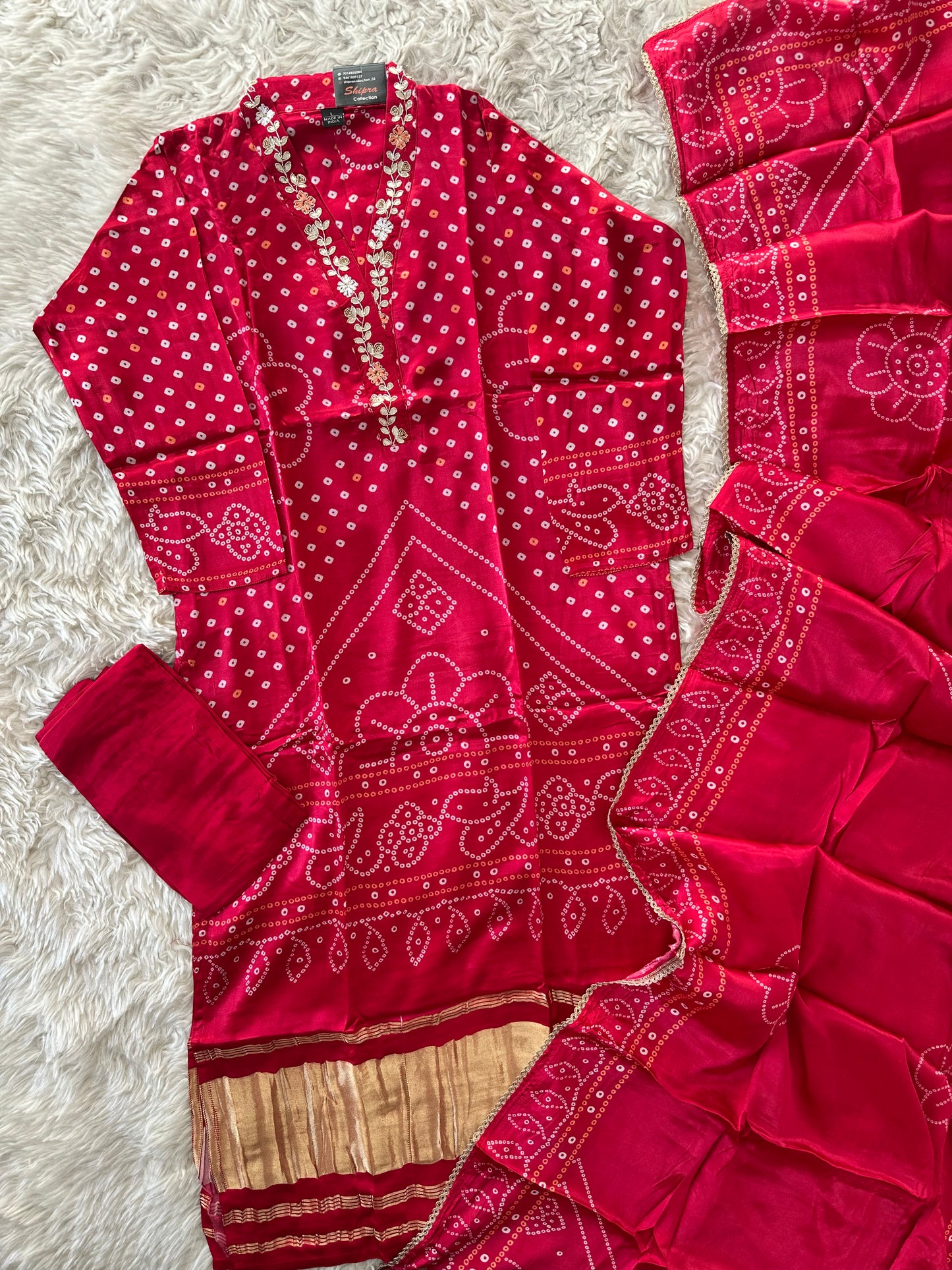 Gazi Silk Kurti Pant Dupatta Set