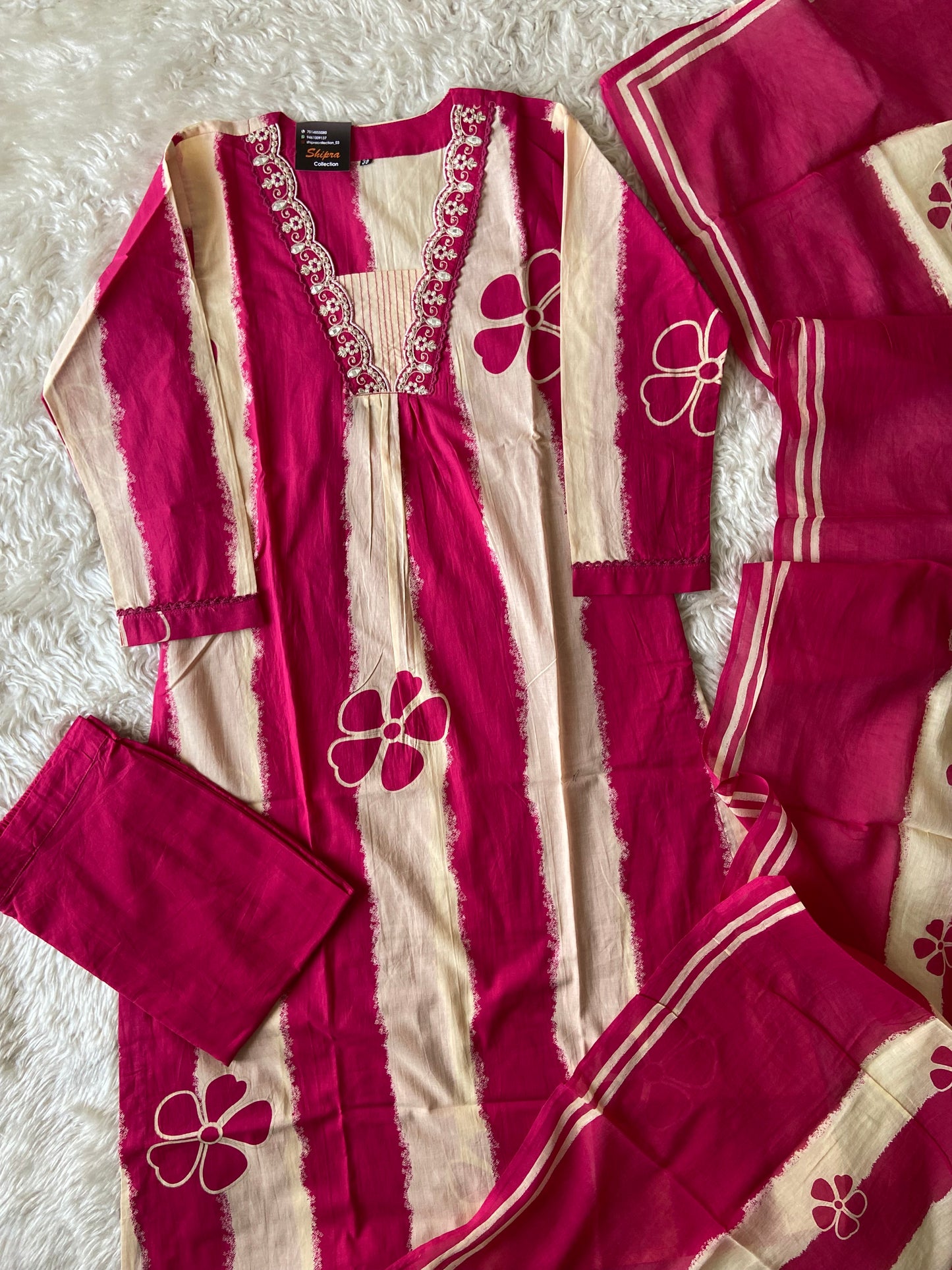 Premium Cotton Kurti Pant Dupatta Set