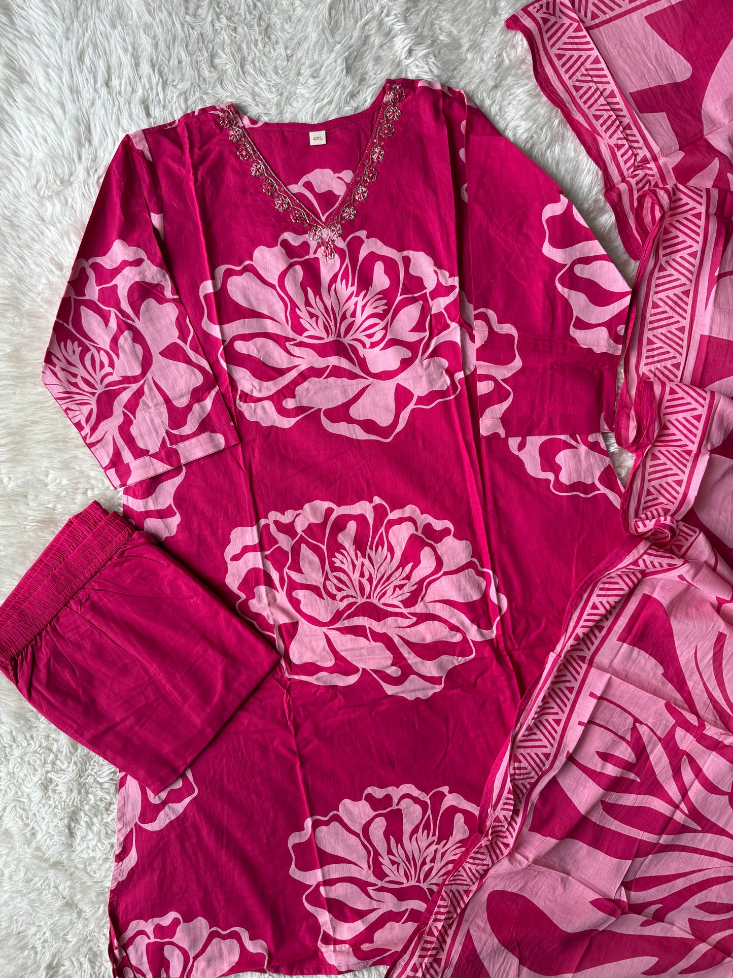 Premium Cotton Kurti Pant Dupatta Set
