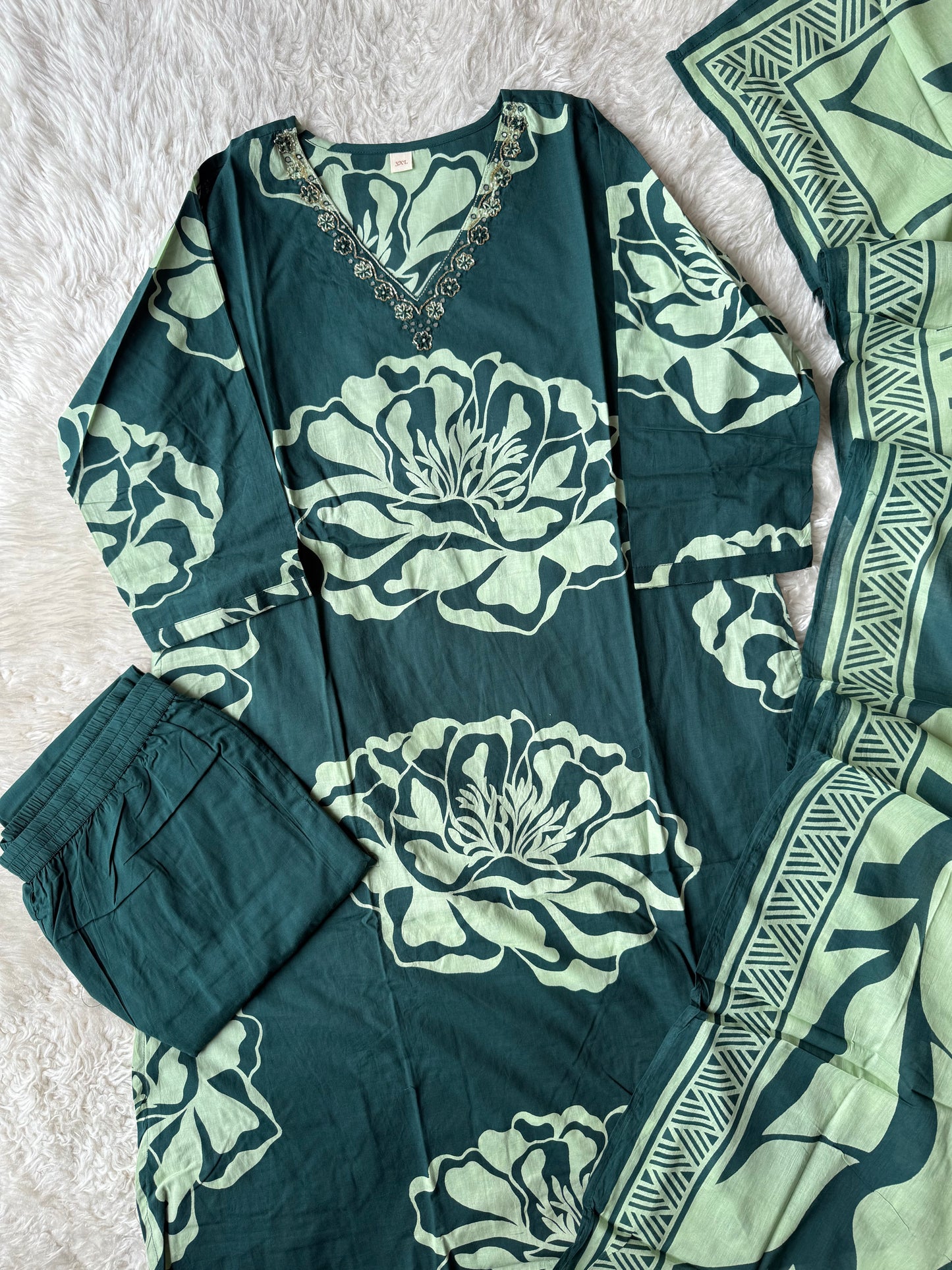 Premium Cotton Kurti Pant Dupatta Set