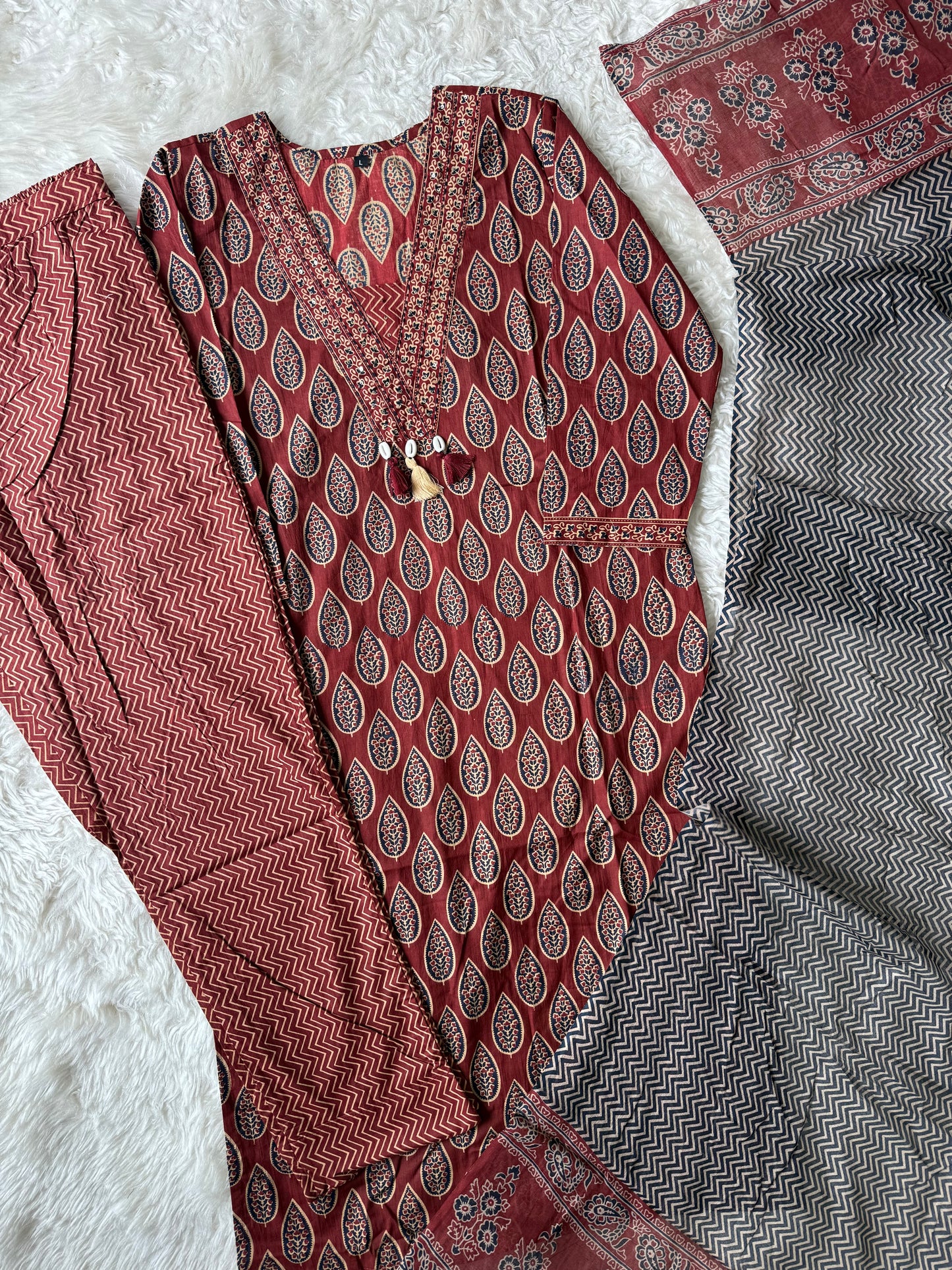 Pure Cotton Kurti Pant Dupatta Set