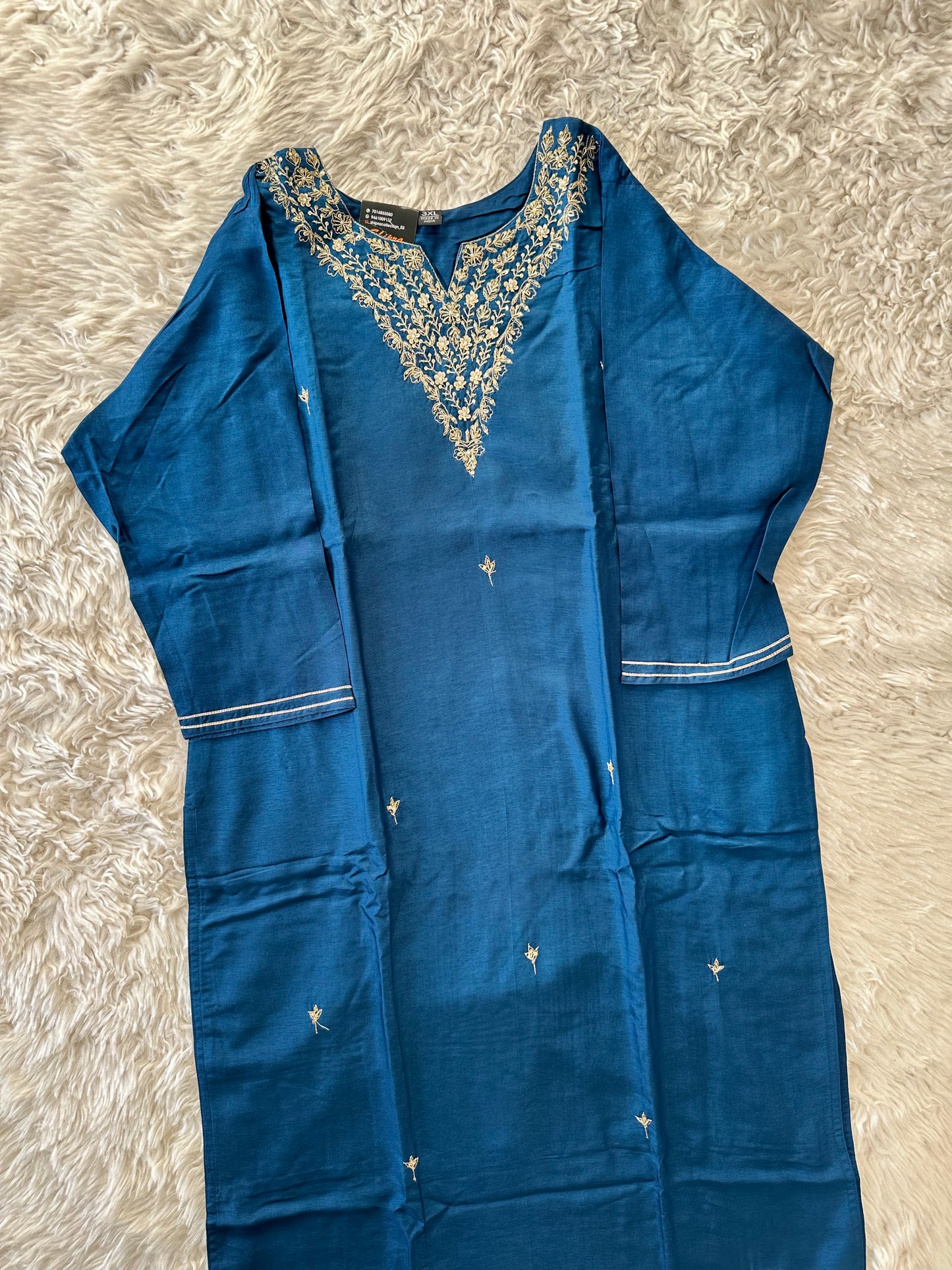 Plus Size Gazi Silk Kurti Pant Dupatta Set