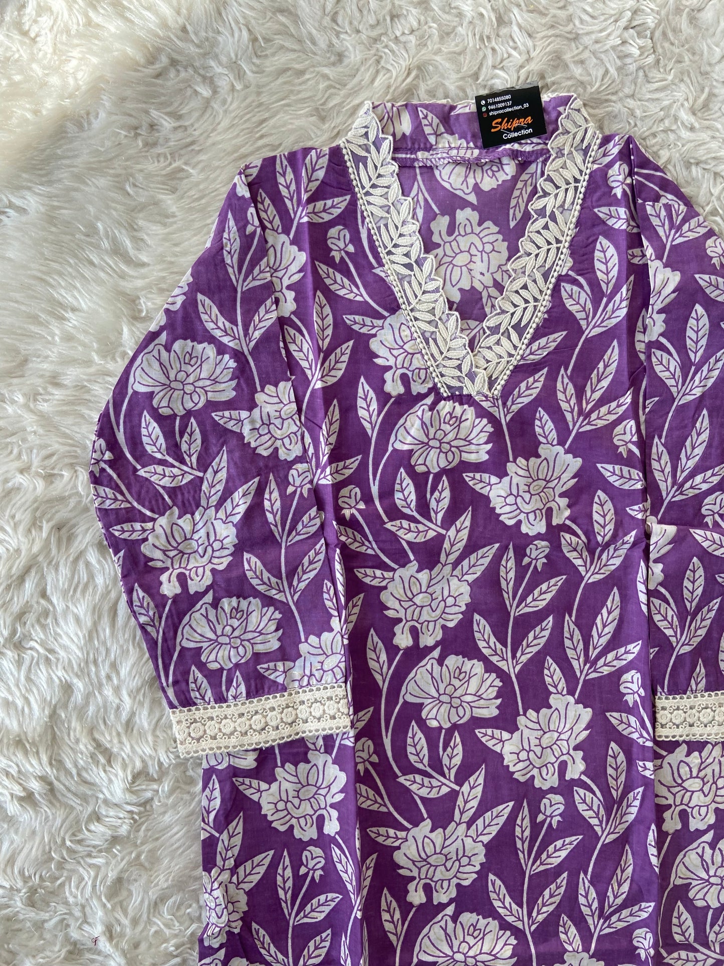 Lace Details Kurti Pant Dupatta Set