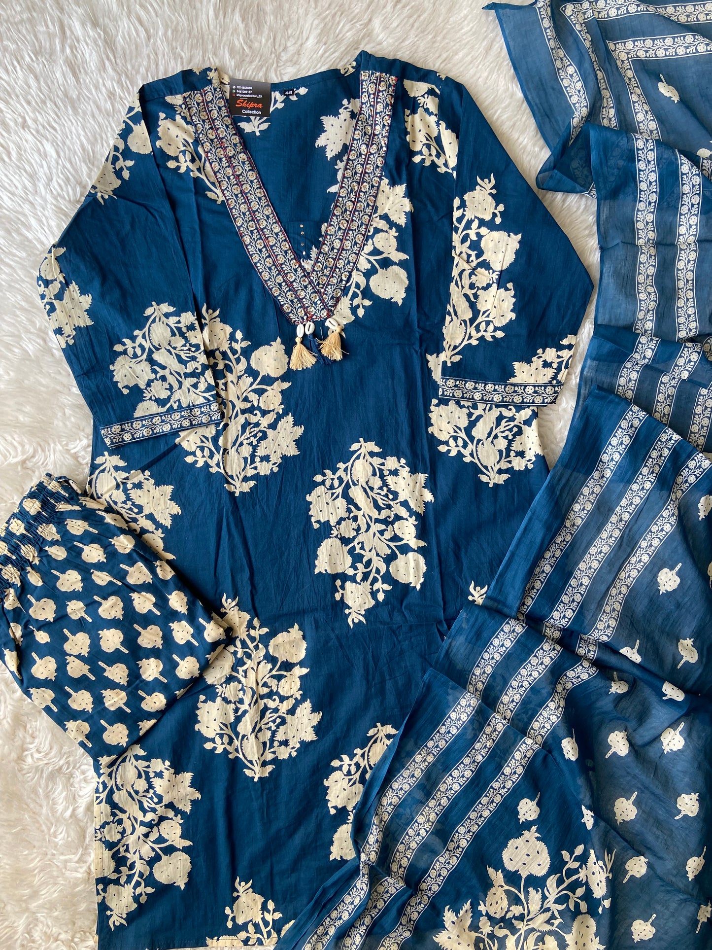 Pure Cotton Kurti Pant Dupatta Set