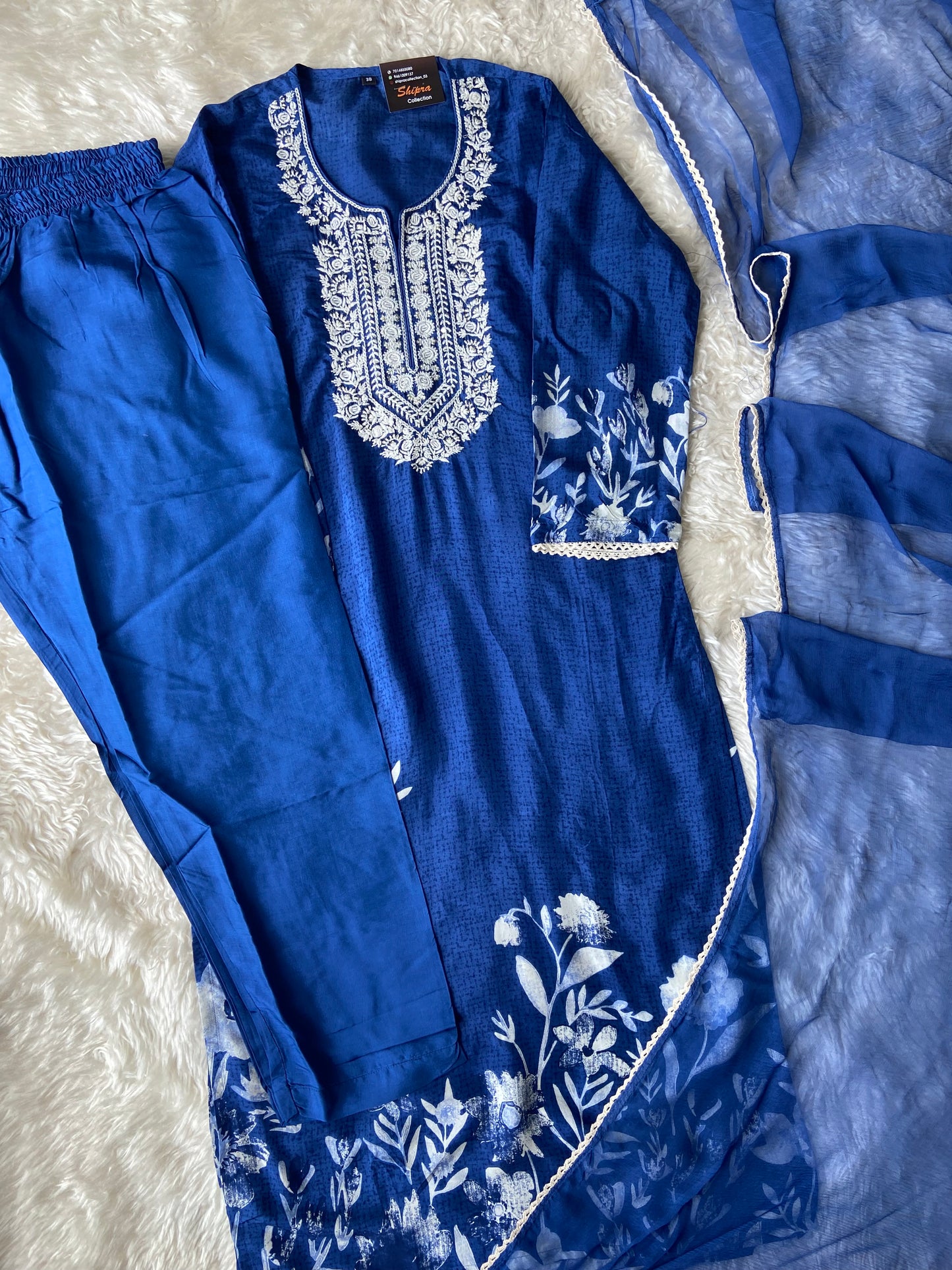 Pure Silk Kurti Pant Dupatta Set