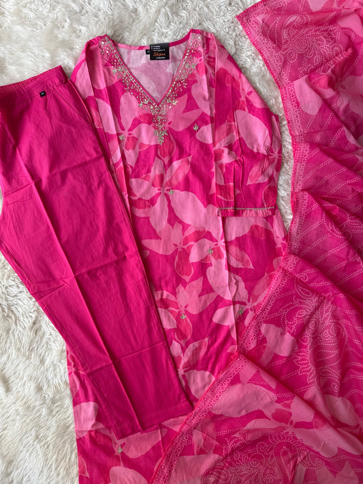 Mul Cotton Kurti Pant Dupatta Set