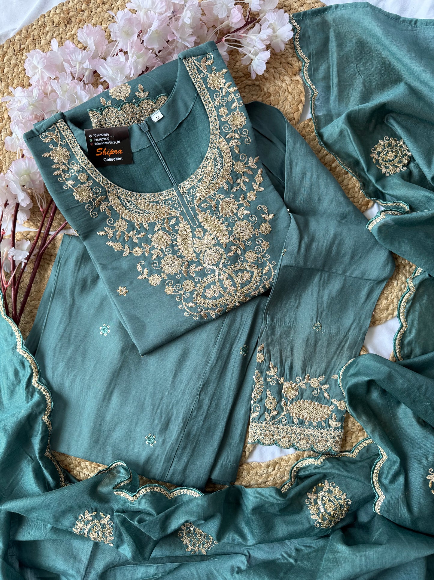 Muslin Silk Kurti Sharara Dupatta Set