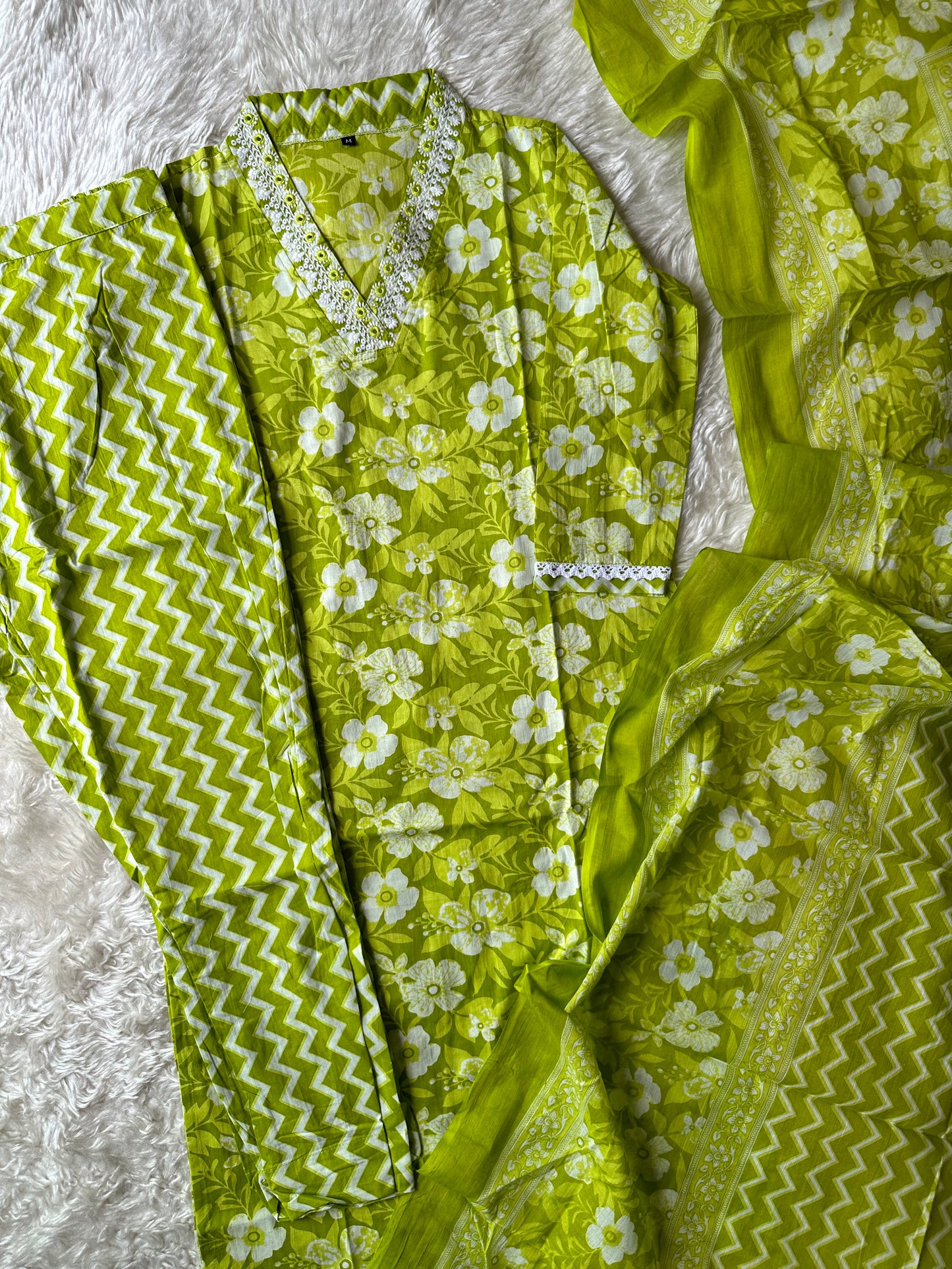 Pure Cotton Kurti Pant Dupatta Set