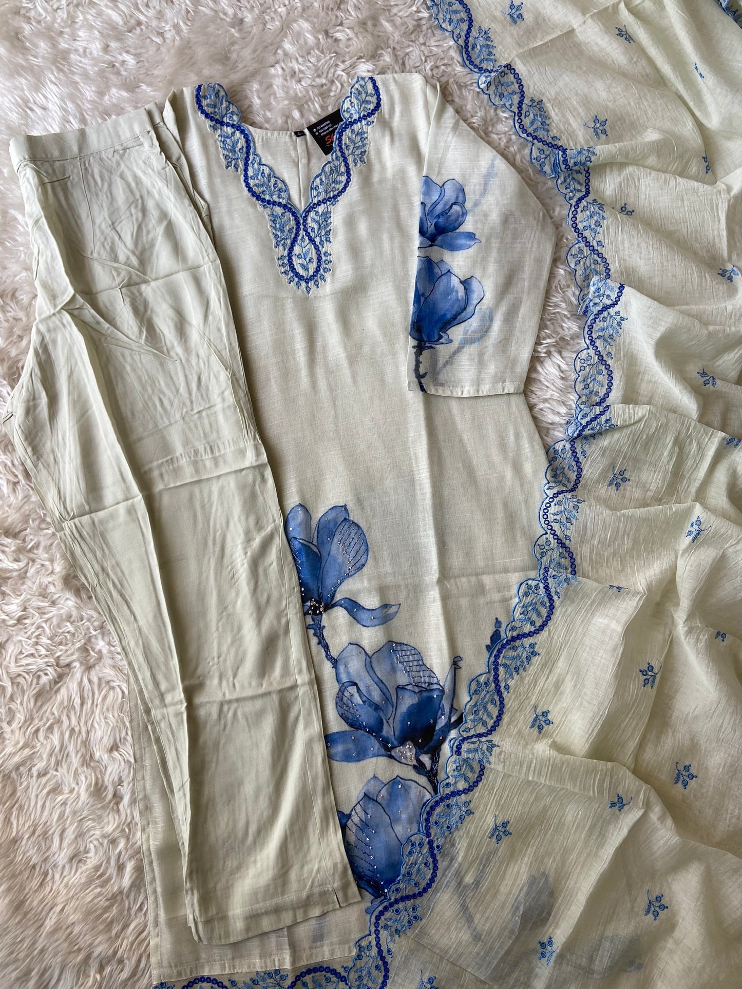 Linen Kurti Pant Dupatta Set