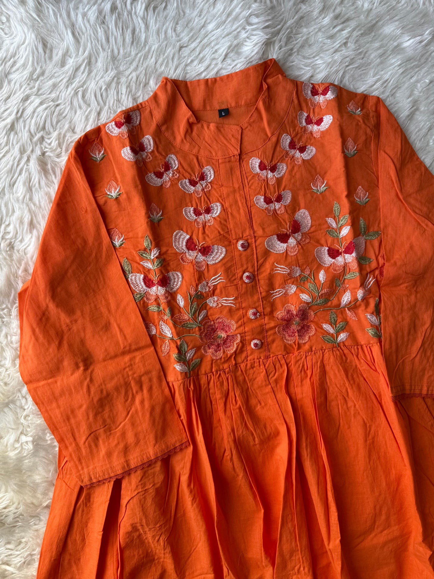 Cotton Thread Work Kurti Pant Set