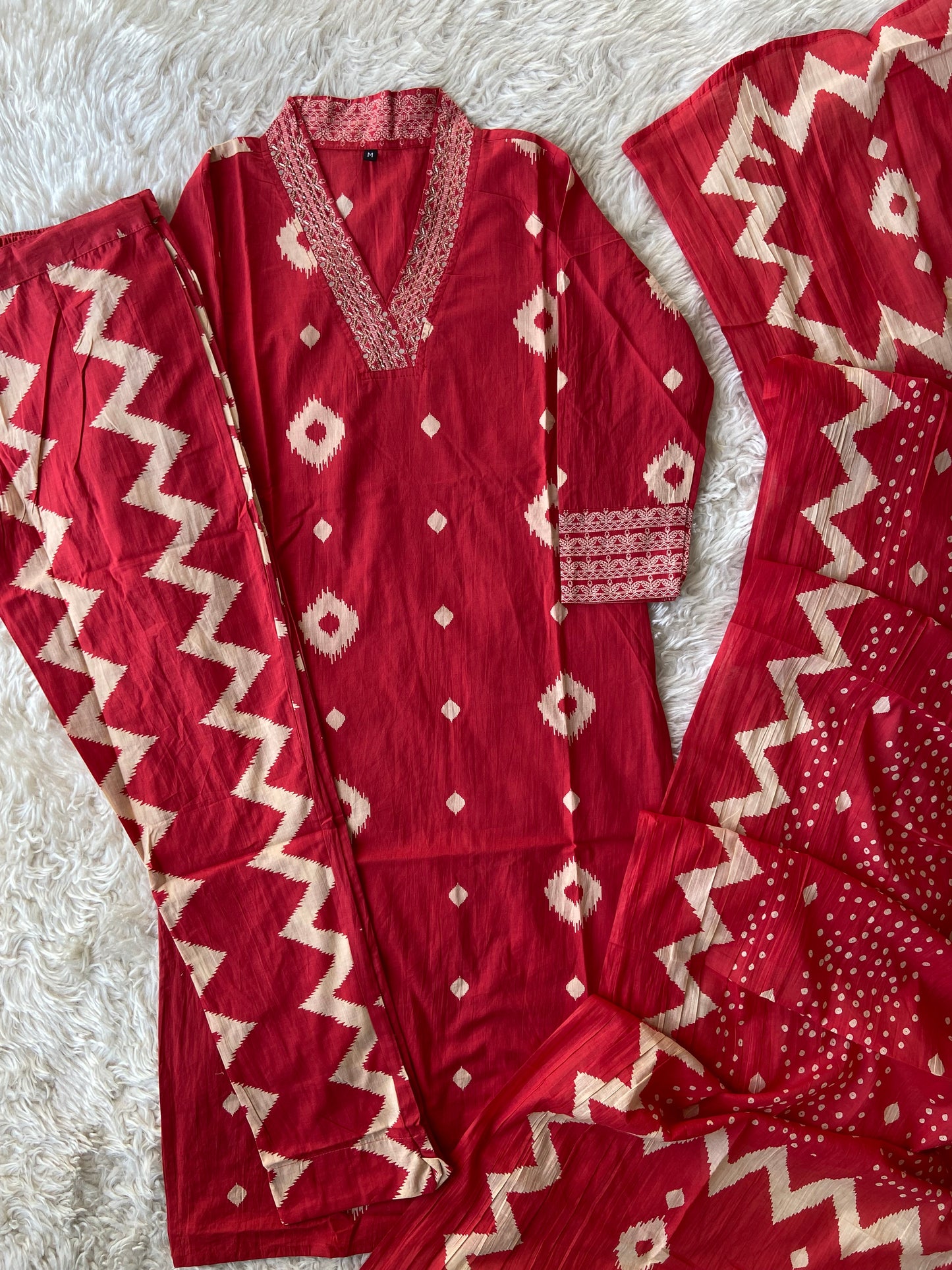 Pure Cotton Kurti Pant Dupatta Set