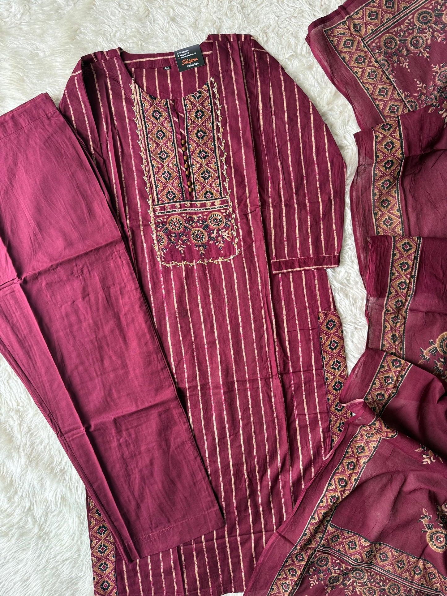 Premium Cotton Kurti Pant Dupatta Set